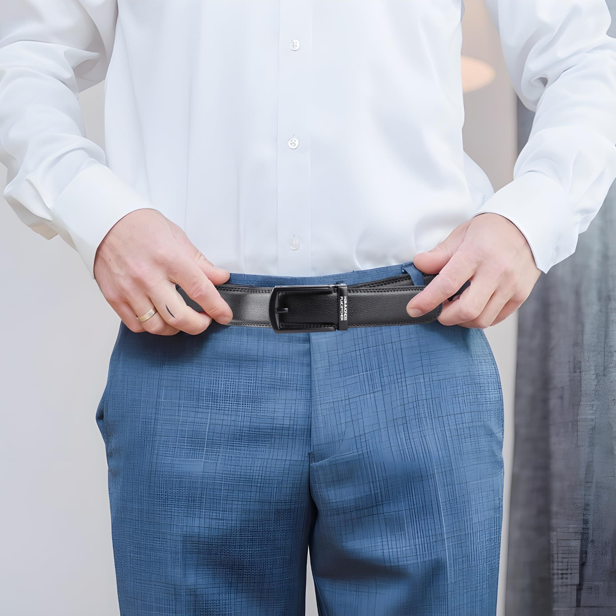 Hammonds Flycatcher Genuine Leather Belt For Men - Perfect For Formal And Casual Wear - Majestic Black - Adjustable Waistband Up To 46 Inches - Autolock Belt For Formal And Casual Wear