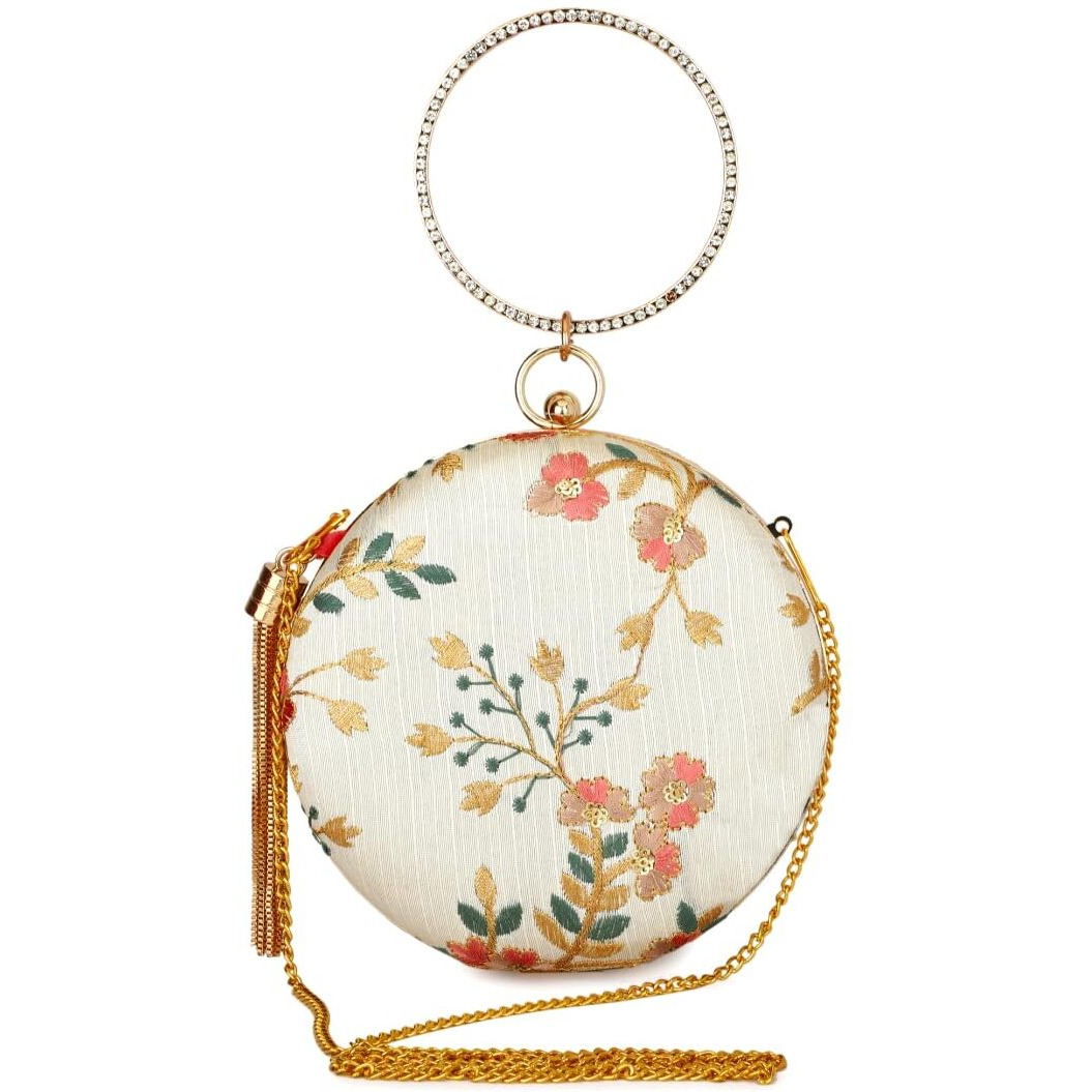 Tooba Handicraft Hand Embroidered Box Clutch Bag Purse For Bridal, Casual, Wedding Bag For Women & Girls