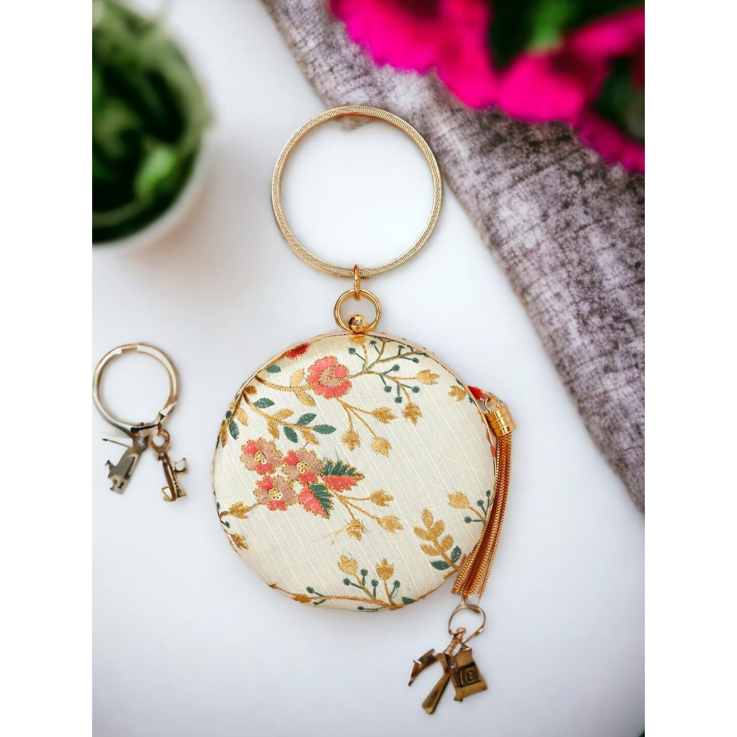 Tooba Handicraft Hand Embroidered Box Clutch Bag Purse For Bridal, Casual, Wedding Bag For Women & Girls