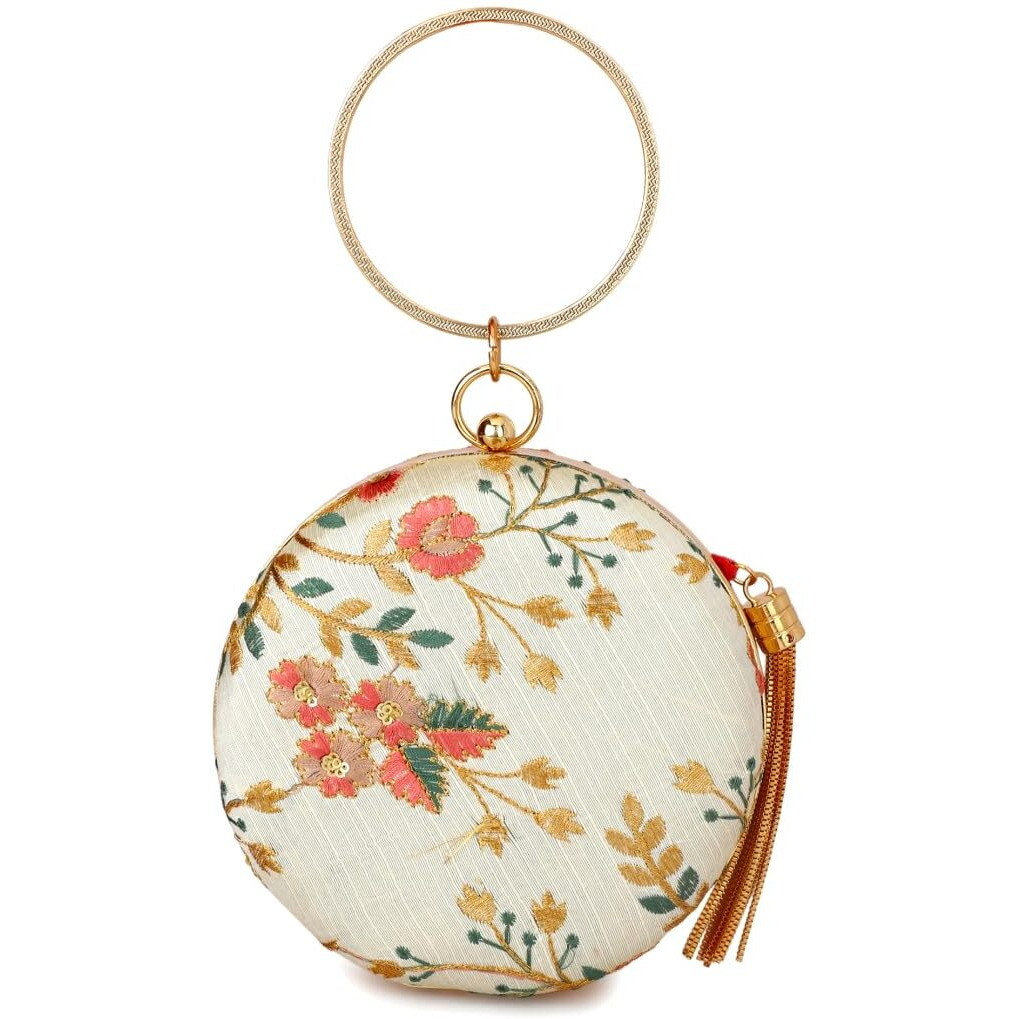 Tooba Handicraft Hand Embroidered Box Clutch Bag Purse For Bridal, Casual, Wedding Bag For Women & Girls