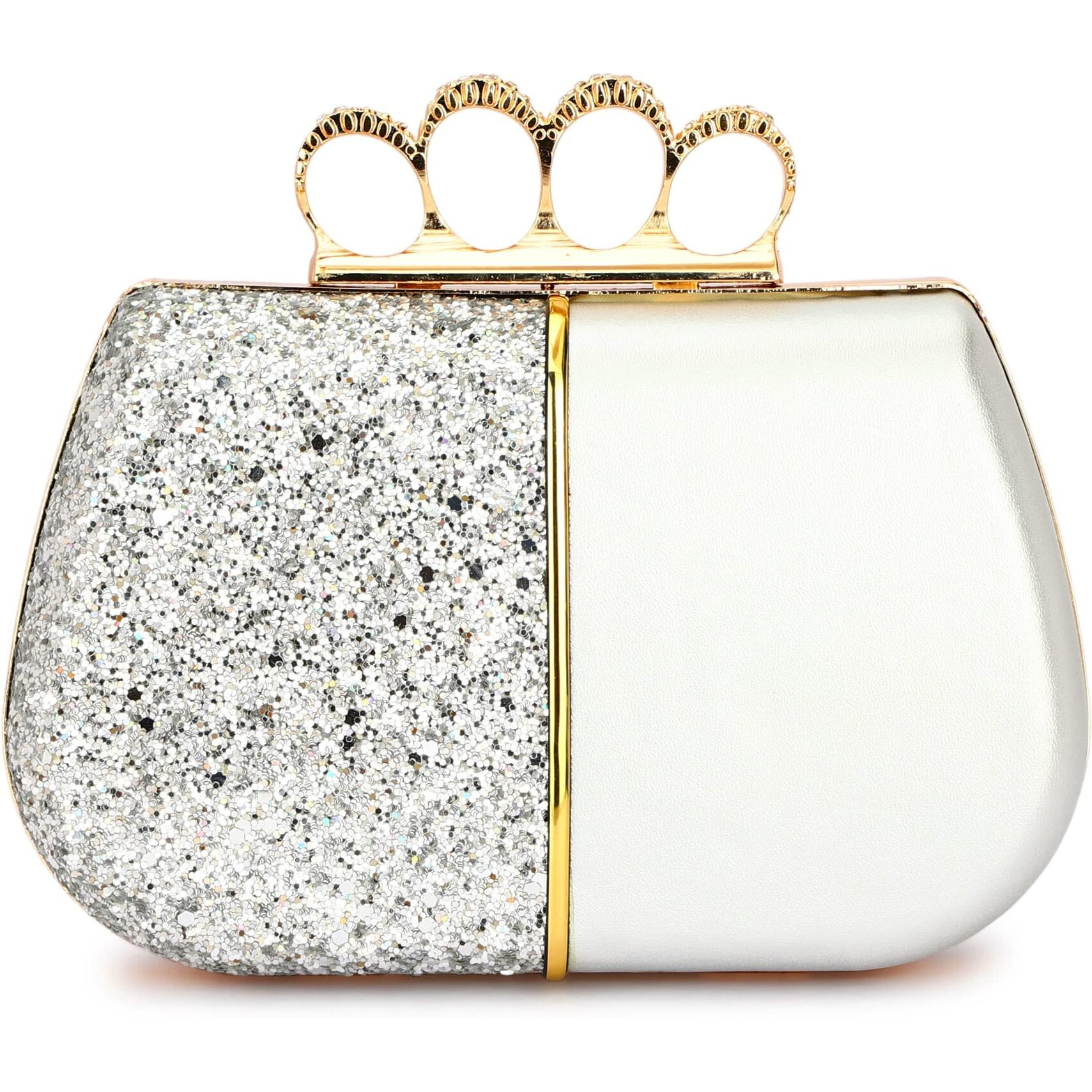 Tooba Handicraft Hand Beautiful Bling Box Clutch Bag 4 Ring Purse For Bridal, Casual, Wedding Bag For Women & Girls Bag For Women