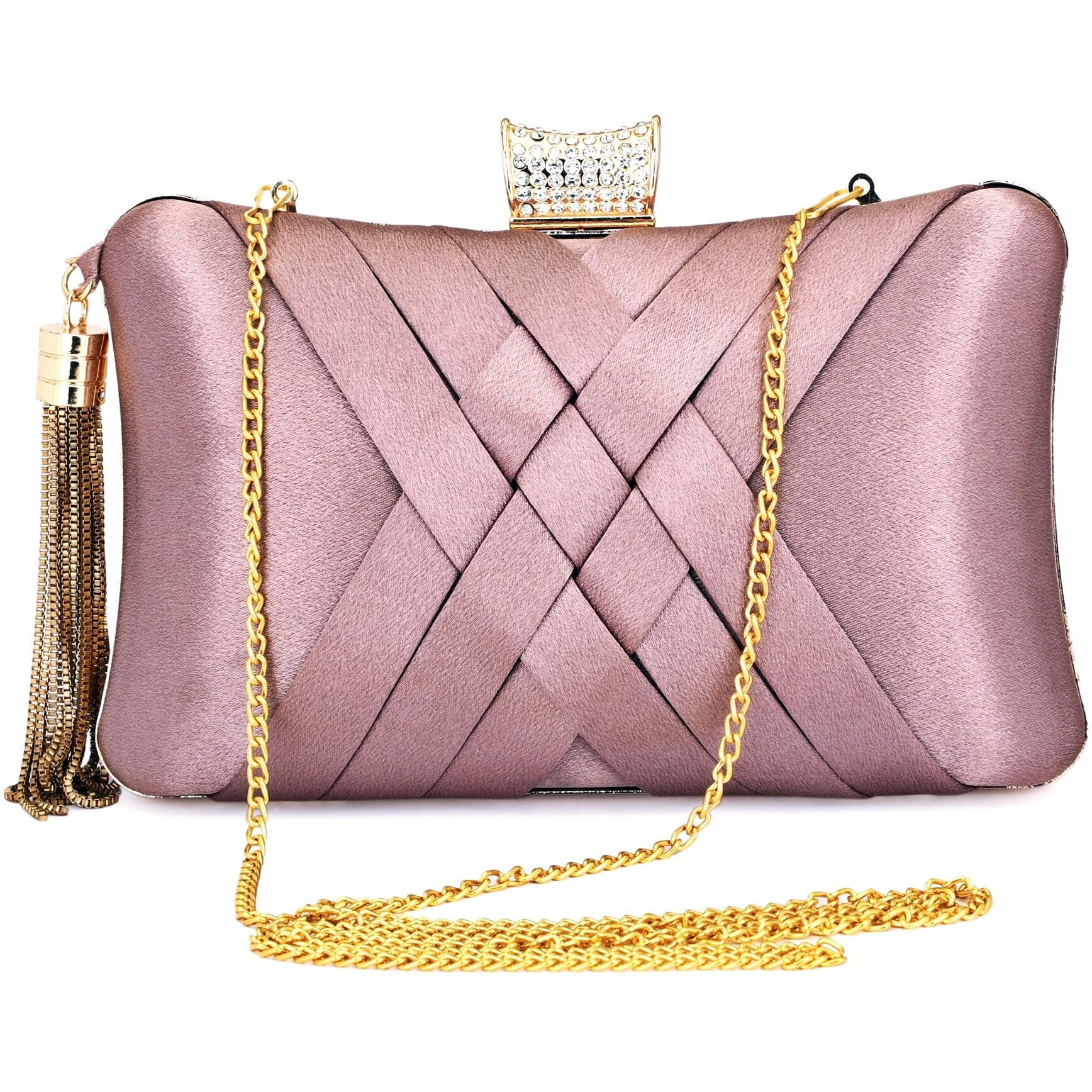 Tooba Women's Beautiful Flower Box Clutch Bag | Detachable Chain Sling Strap| Ladies Purse Wallet
