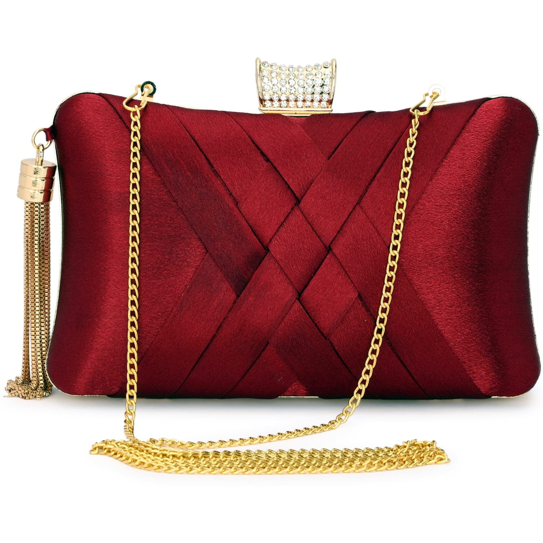 Tooba Women's Beautiful Flower Box Clutch Bag | Detachable Chain Sling Strap| Ladies Purse Wallet