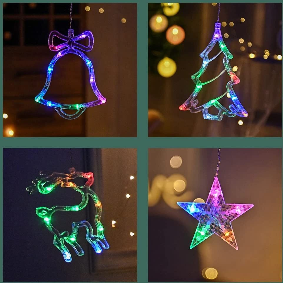 The Purple Tree Led Christmas Star Deer Hanging Curtain Plastic Led Lights (2.5 Meters Pack Of 1) Curtain Light For Christmas Indoor Outdoor Decoration Wedding (Multicolor) Christmas Fairy Light