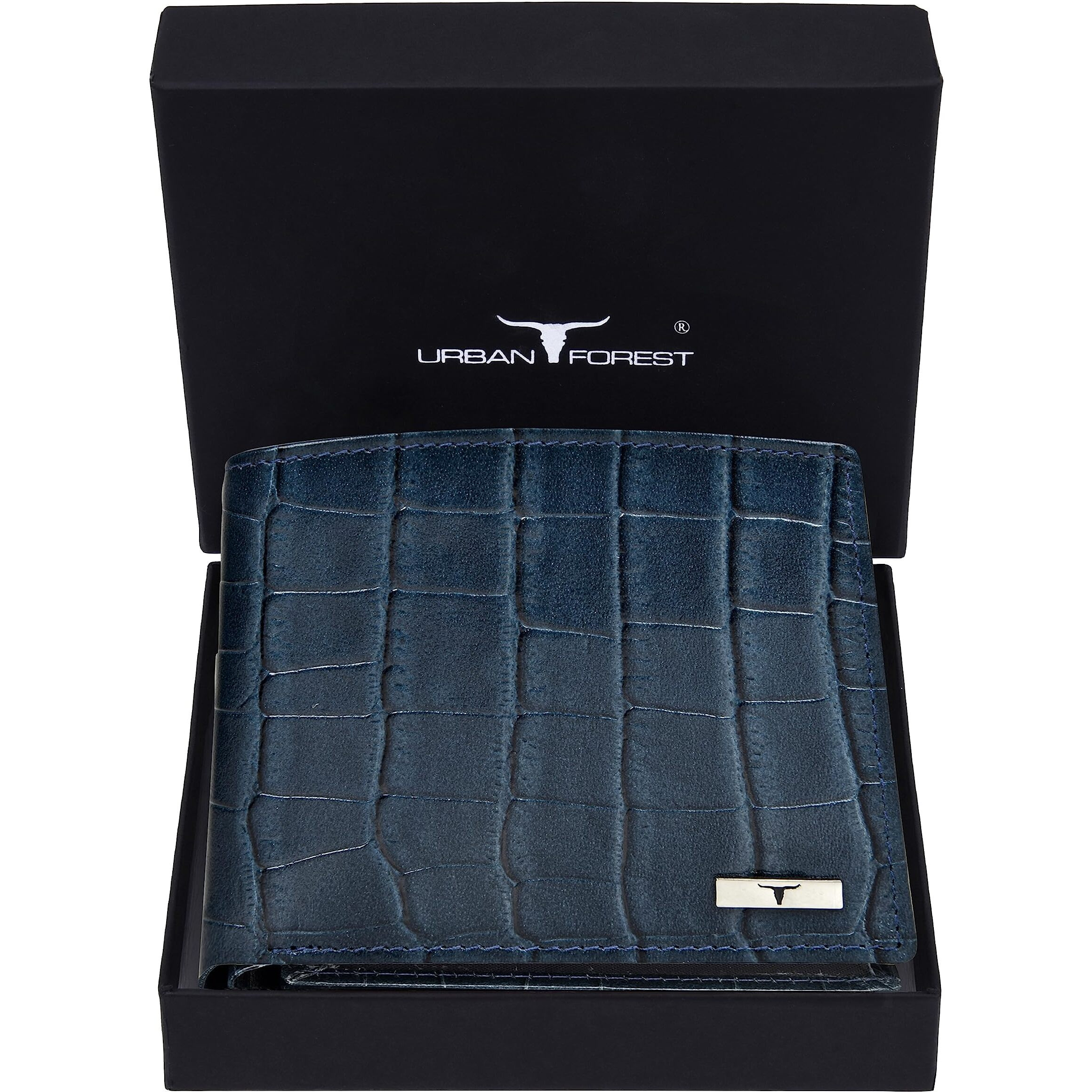 Urban Forest Carl Printed Blue Leather Wallet For Men