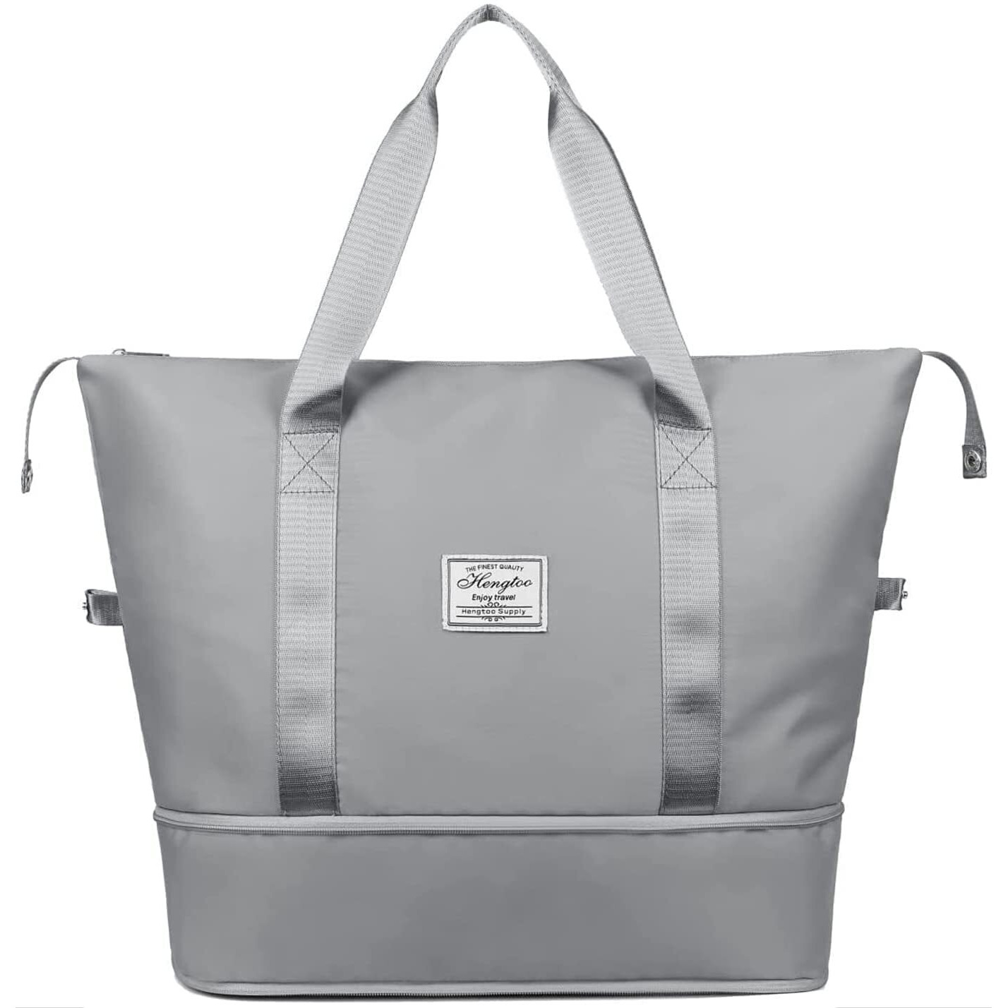 Lnt Womens Large Capacity Folding Casual Travel Bag Travel Lightweight Waterproof Carry On Luggage Bags With Fixed Strap Dry And Wet Separation Foldable Duffel Bag For Foldable Bag Peach,(Gray Poket)