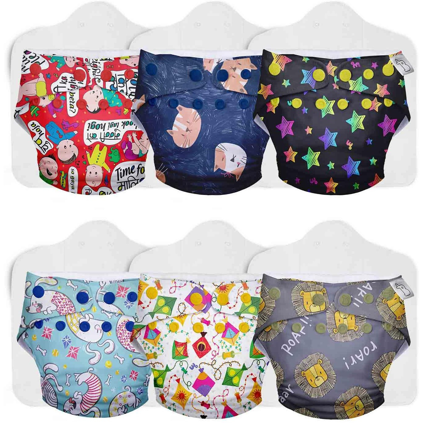 Superbottoms Cloth Diapers For Babies - Uno Super Value Combo Pack - 6 Freesize Uno- New Version| Reusable Cloth Diapers With Inserts For Babies 3M To 3Y