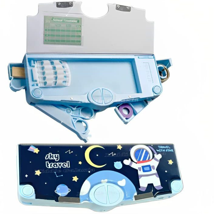 Kiddie Galaxia Space Theme Pencil Box For Kids, Space Pencil Box For Boys, Kids Pencil Box For Boys & Girls, Pencil Box For Boys, Space Theme Return Gifts For Kids (With Accessories, Plastic, Blue)
