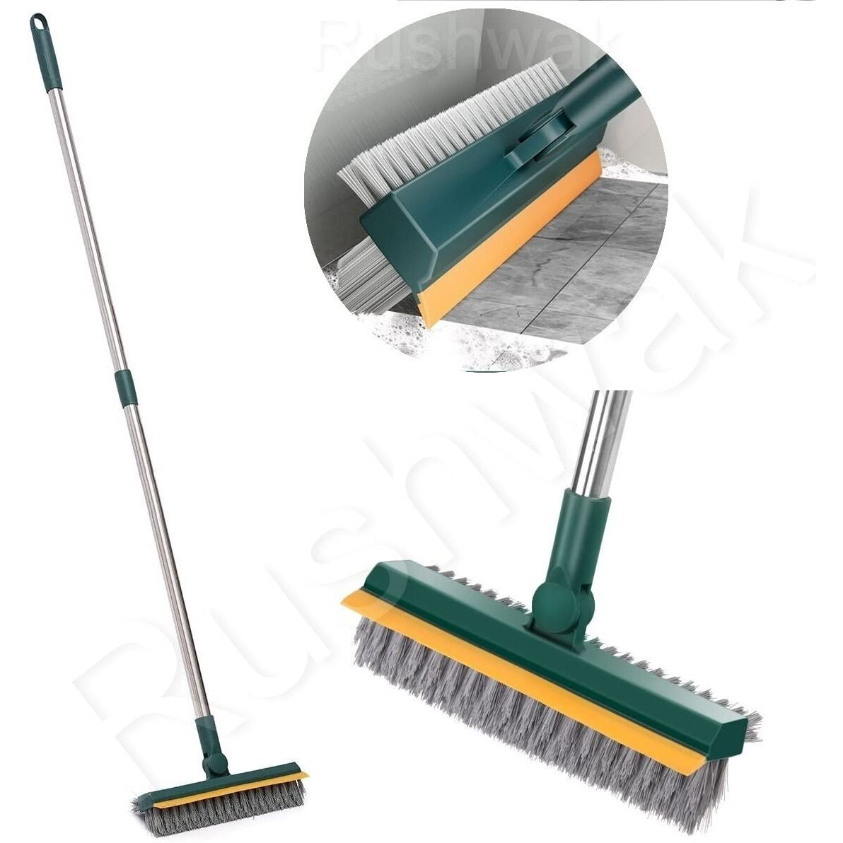 Rushwak Bathroom Cleaning Brush With Wiper Upgraded 3 In 1 Toilet Brush Bathroom Brush With Long Handle 180 Rotate Bathroom Floor Cleaning Brush Bathroom Cleaning Accessories (Multicolor)