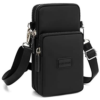 Palay Small Crossbody Phone Bag For Women Mini Wallet Bags With Adjustable Shoulder Strap Wallet Clutch Bag For Girls Zipper Phone Pouch Handbag Armband Case Black