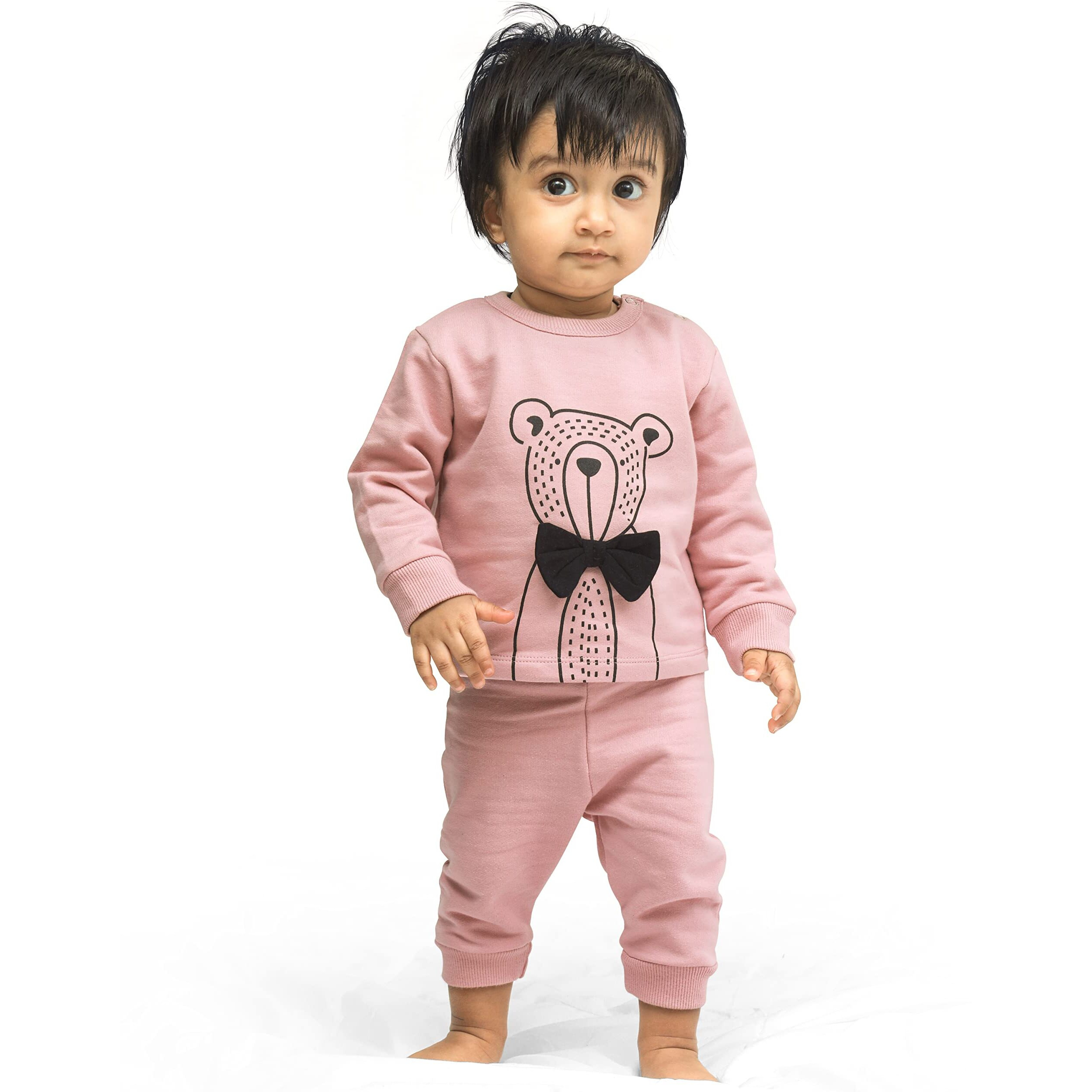 Ariel Cotton Fleece Clothing Sets For Boys & Girls - Unisex Winter Clothing Sets Full Sleeve T-Shirt & Pant