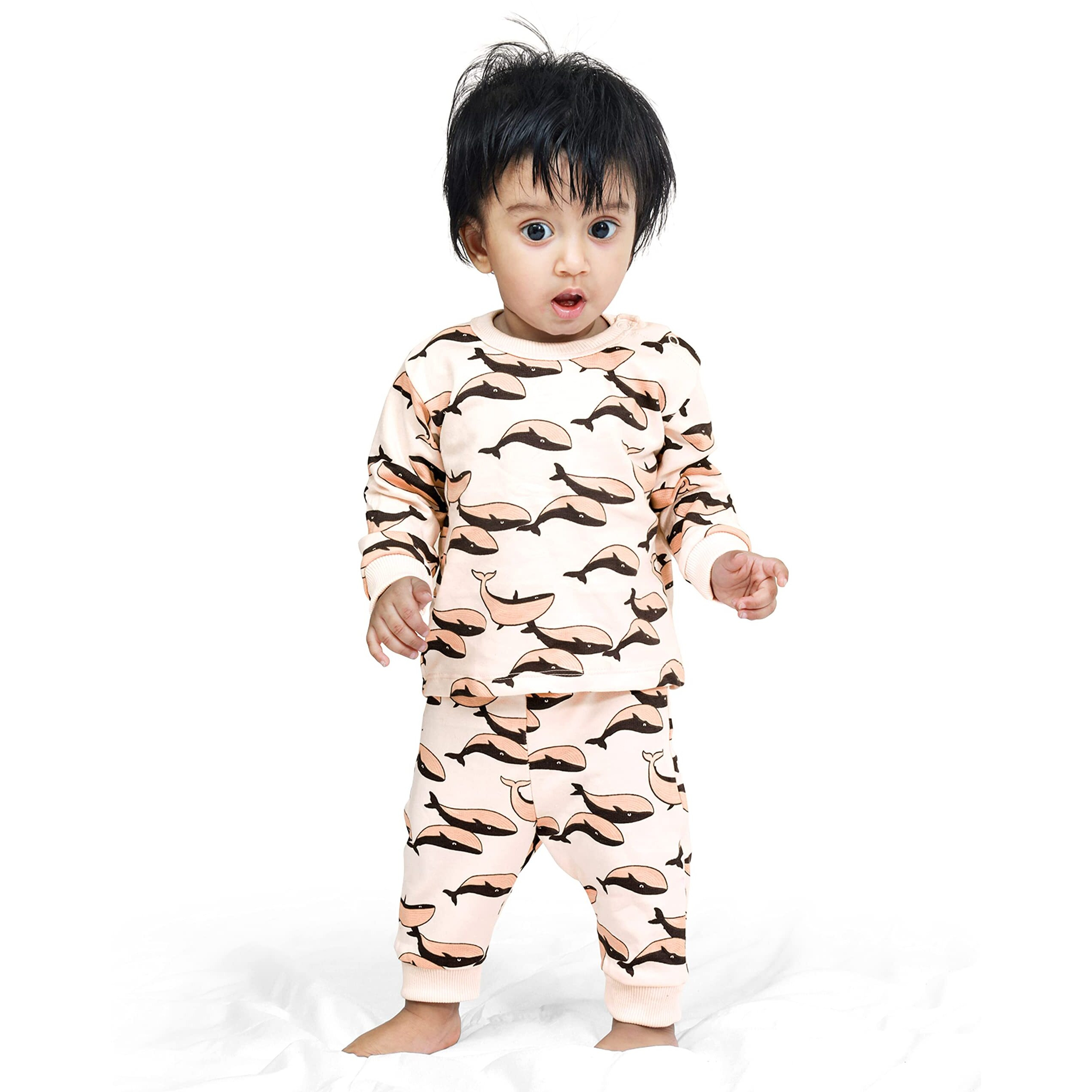 Ariel Cotton Fleece Clothing Sets For Boys & Girls - Unisex Winter Clothing Sets Full Sleeve T-Shirt & Pant, Multicolor