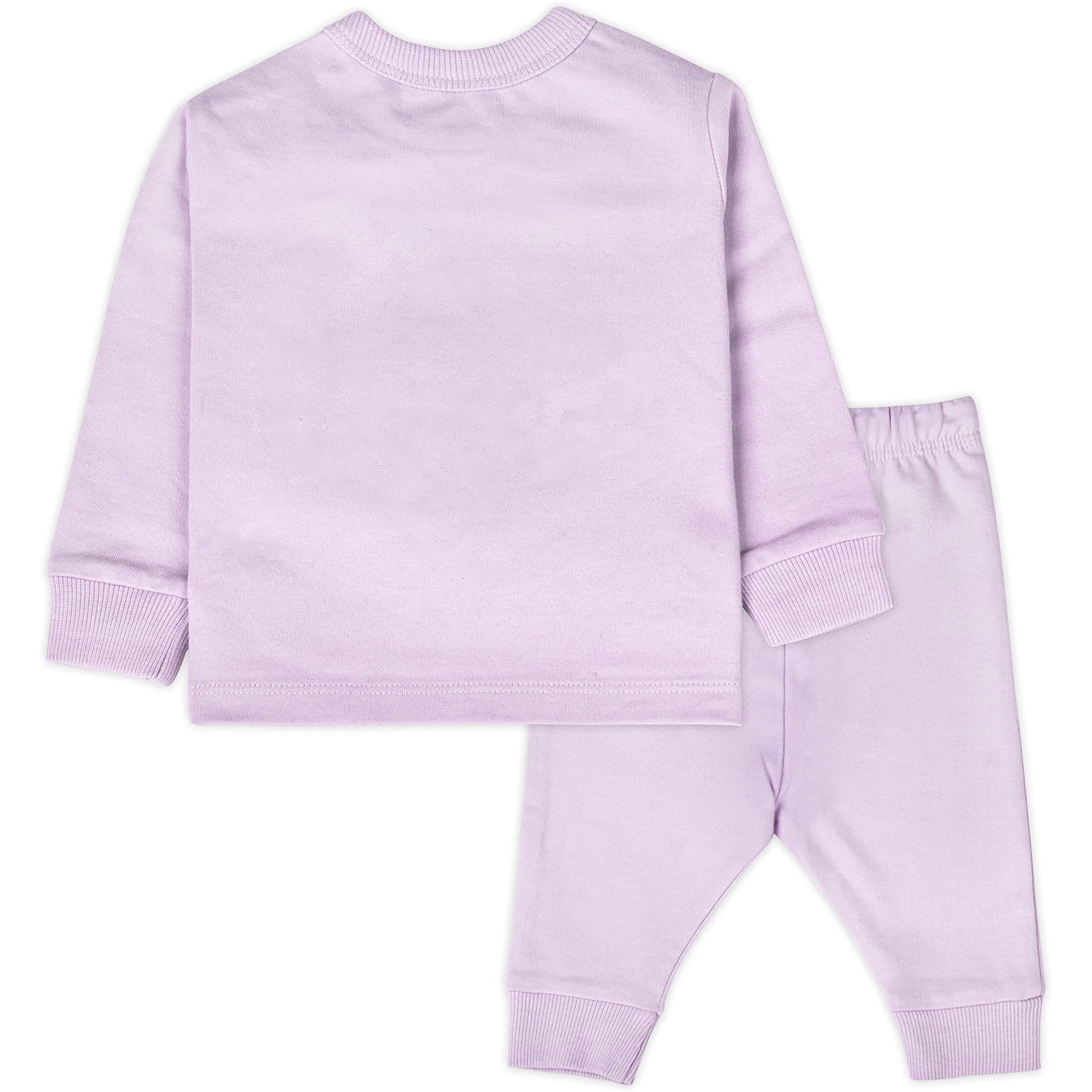 Ariel Cotton Fleece Clothing Sets For Boys & Girls - Unisex Winter Clothing Sets Full Sleeve T-Shirt & Pajama Set, Purple, 18 Months-24 Months