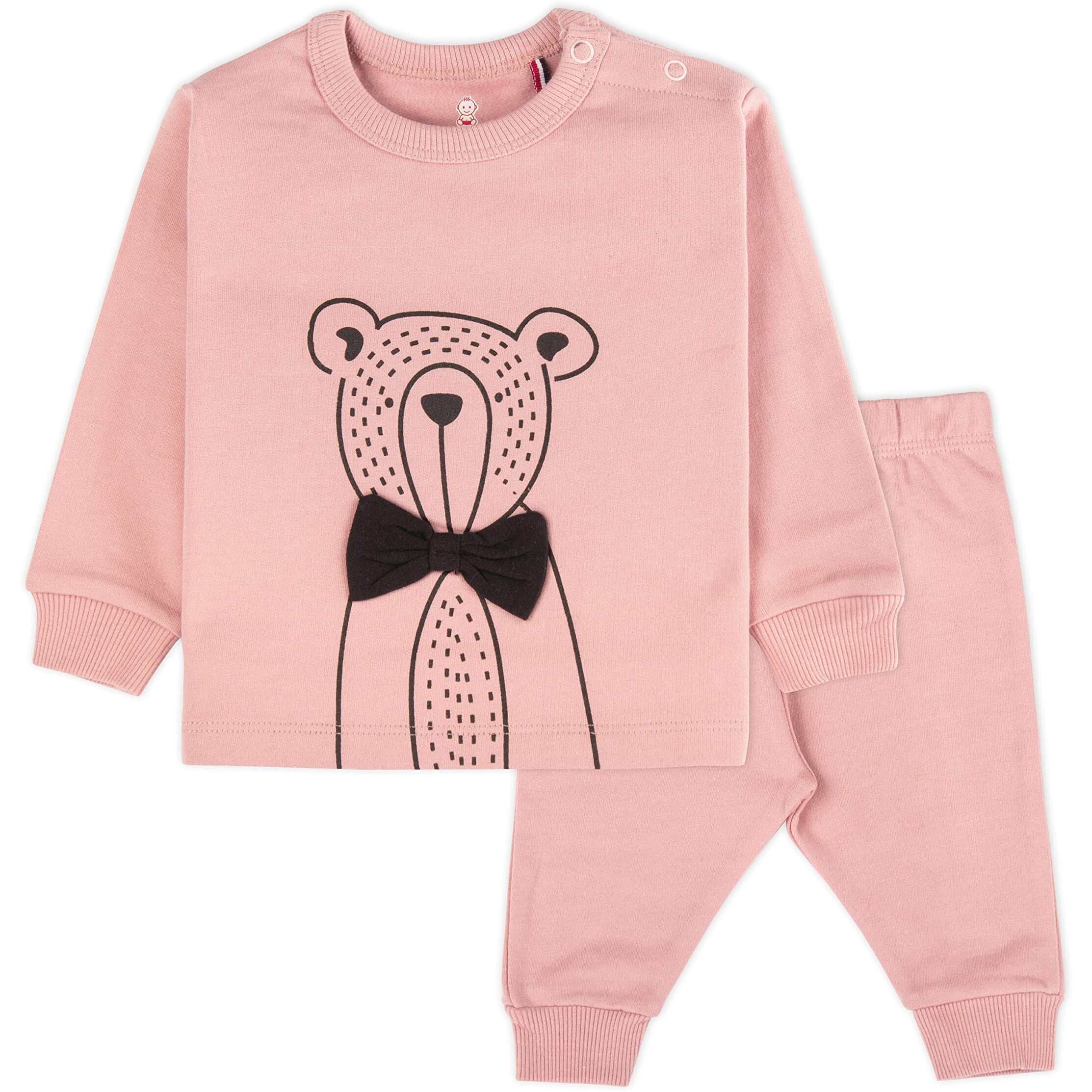 Ariel Baby Boys & Girls Cotton Fleece Pajama Set/Clothing Sets - Unisex Winter Clothing Sets Full Sleeve T-Shirt & Pant (Pink, Newborn)