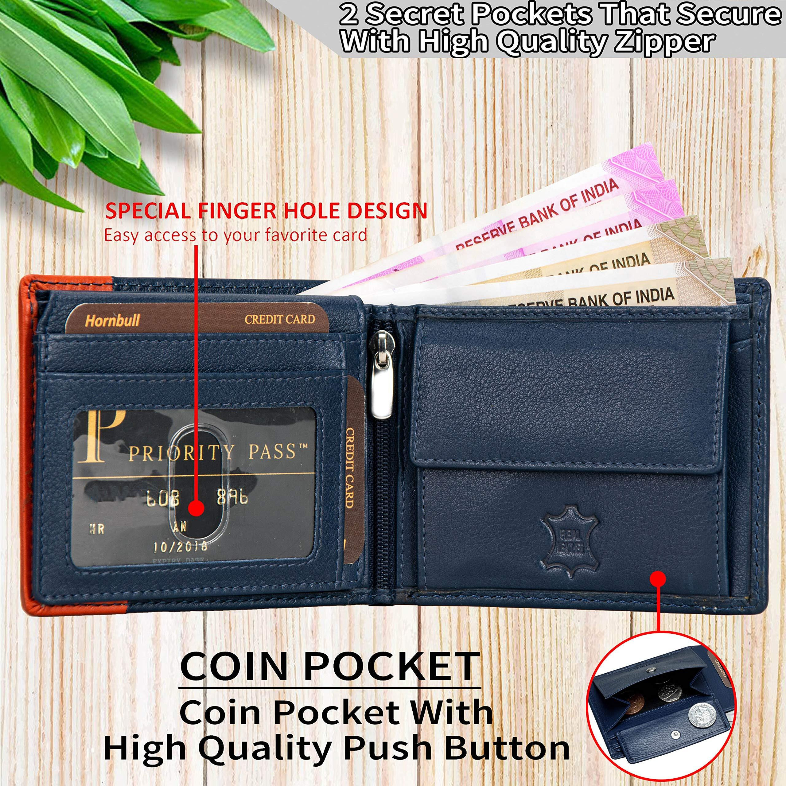 Hornbull Taylor Blue Leather Wallet For Men | Wallets Men With Rfid Blocking | Valentine's Day Gift For Men