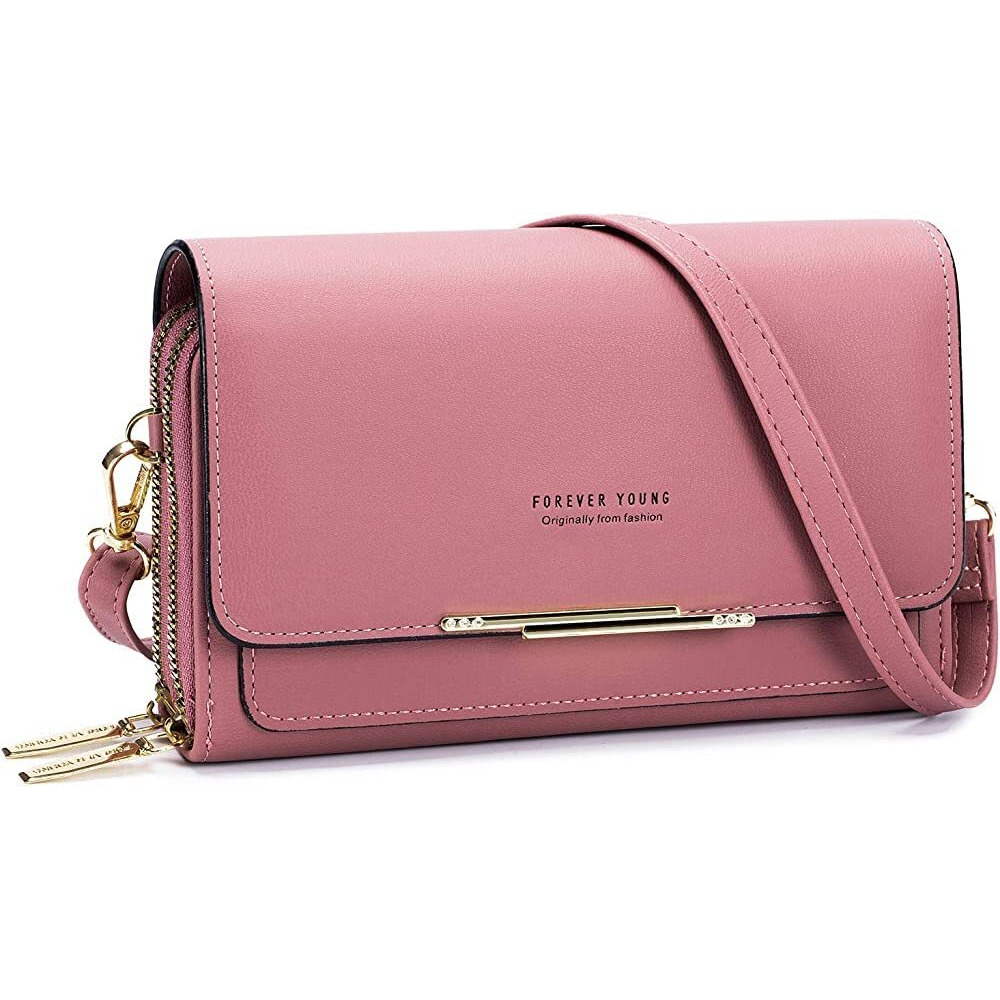 Inovera (Label) Women Cross-Body Adjustable Strap Shoulder Sling Bag Mobile Card Holder Purse (Pink)