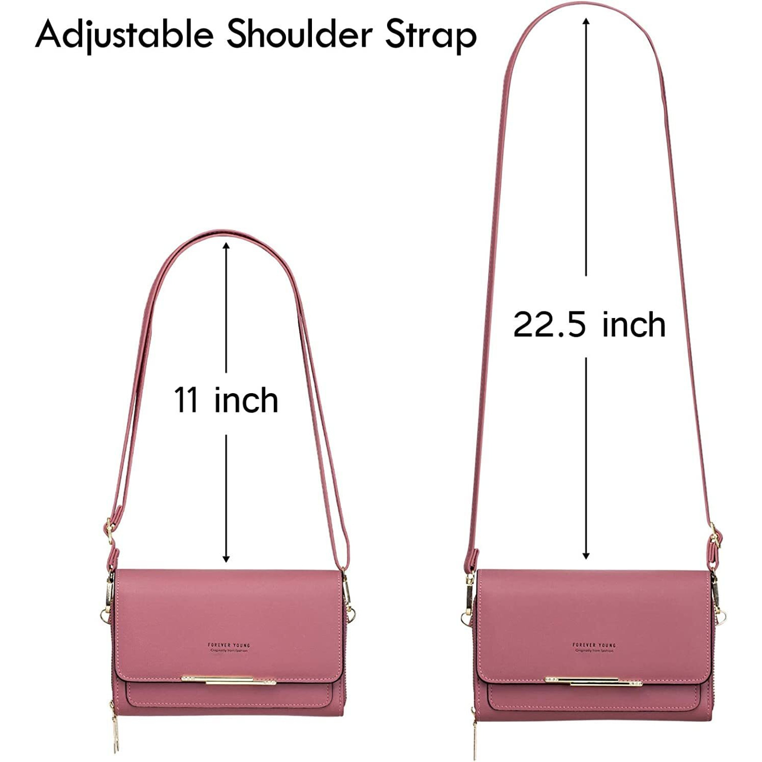 Inovera (Label) Women Cross-Body Adjustable Strap Shoulder Sling Bag Mobile Card Holder Purse (Pink)