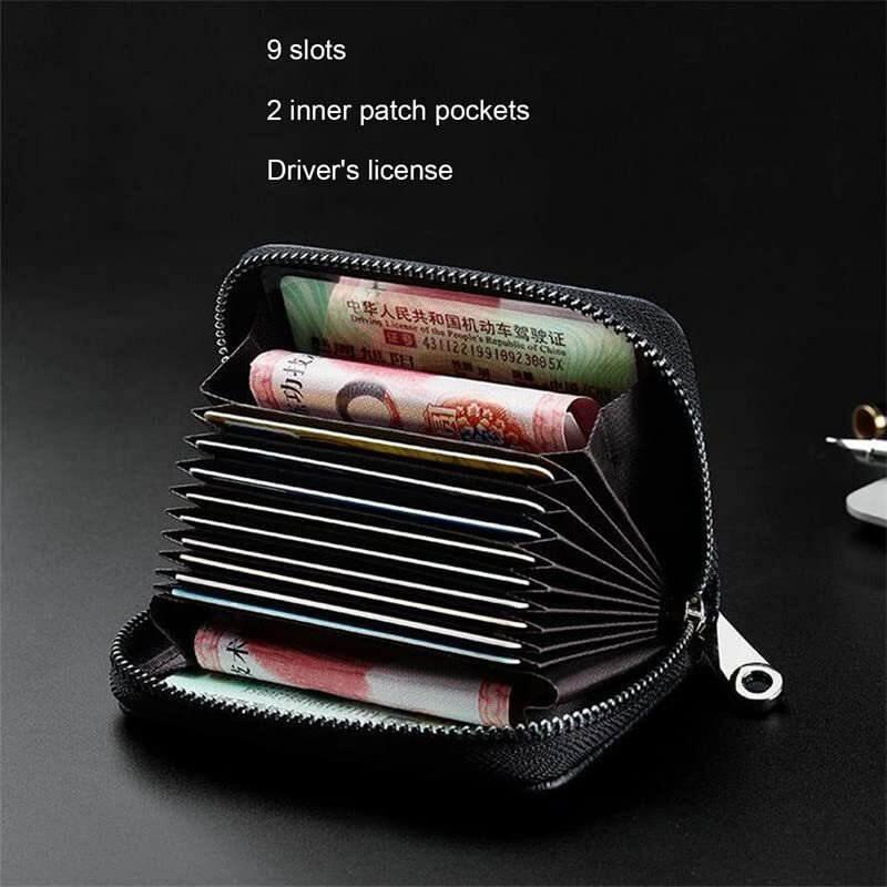 Vogard Unisex Genuine Leather Wallet With Zipper | Rfid Blocking Card Holder Zipper Wallet (Pop51-Multicolor)