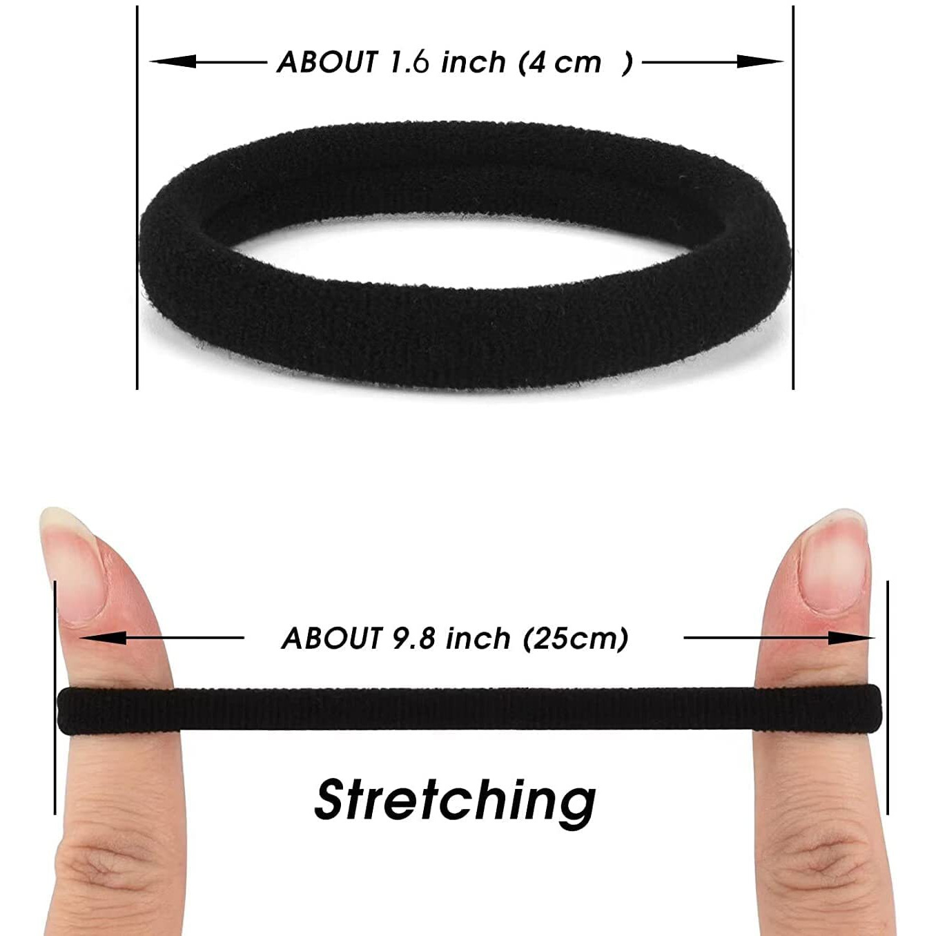Diversa Seamless Thick Cotton Hair Rubber Bands, Durable Elastic Ponytail Holders, Hair Accessories For Women And Girls (Black, Pack Of 50 Pcs)