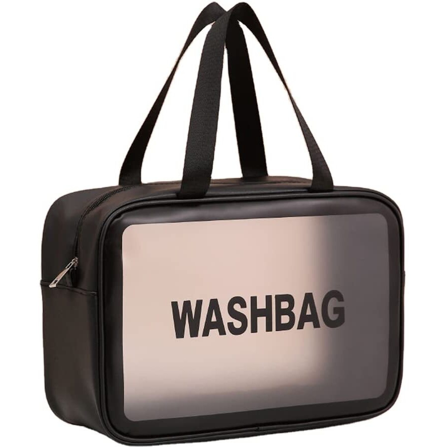Inovera (Label) Makeup Organizer Bag - Travel Cosmetic Toiletry Storage Pouch - Water-Resistance Vanity Washbag For Women, Girls (Black)