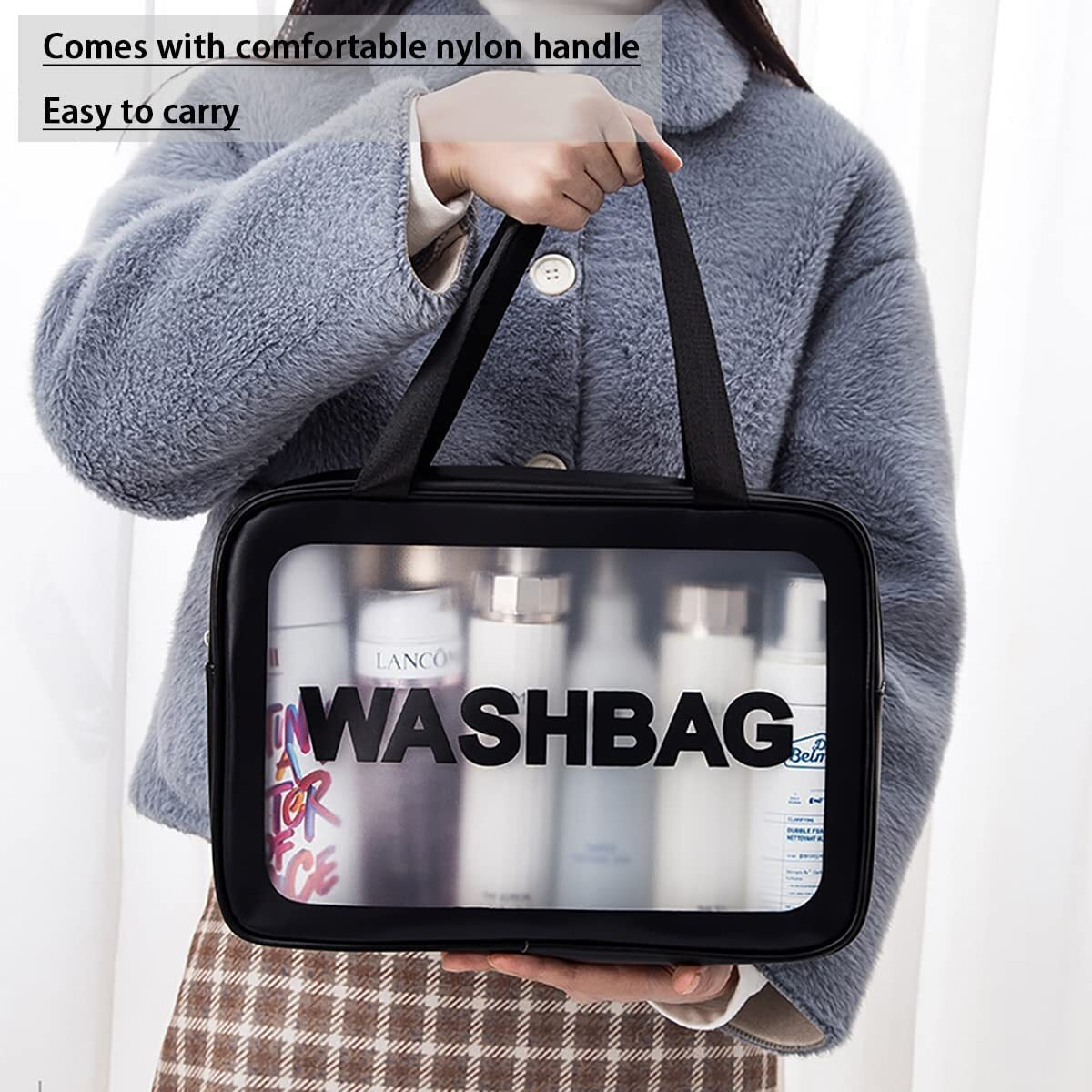 Inovera (Label) Makeup Organizer Bag - Travel Cosmetic Toiletry Storage Pouch - Water-Resistance Vanity Washbag For Women, Girls (Black)
