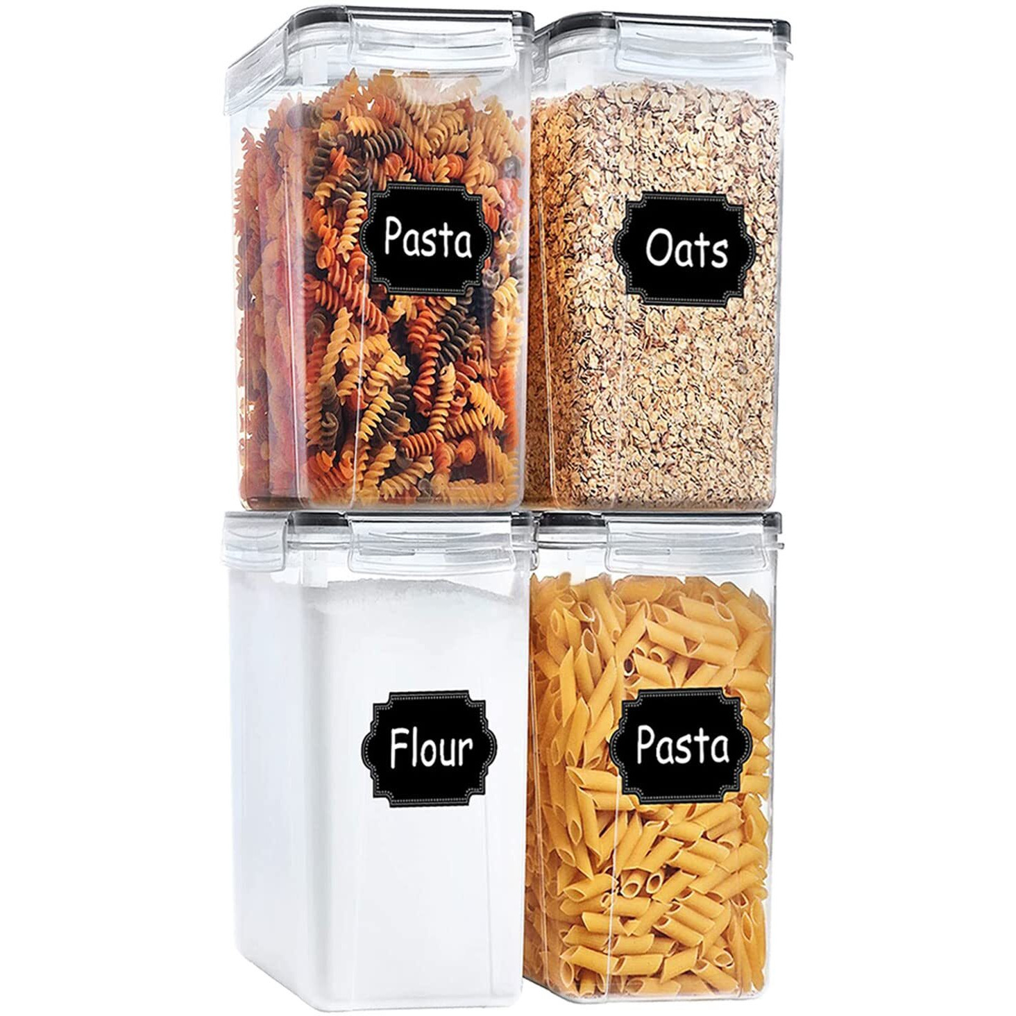 Kitchenace,Modernise Your Living Airtight Plastic Container Kitchen Storage Box - Storage & Container For Home, Snap-Seal (4-Pc) 1600 Ml,Black