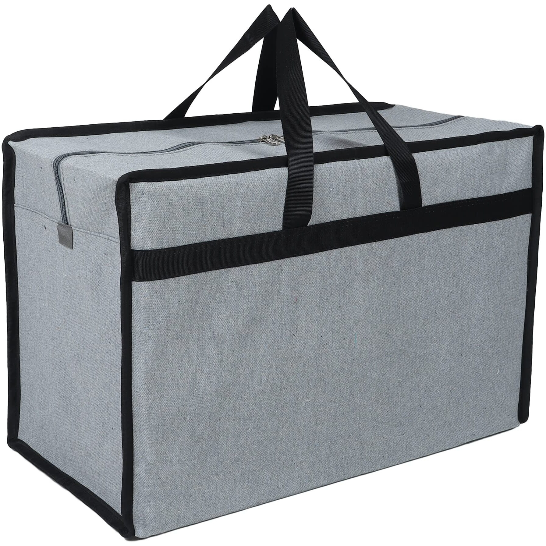 Double R Bags Jute Heavy Duty Extra Large Storage Bag, Moving Bag Tote, Blanket Clothes Organizer, Comforter, Bedroom Closet, Room Essentials (Pack Of 3, Grey Canvas)