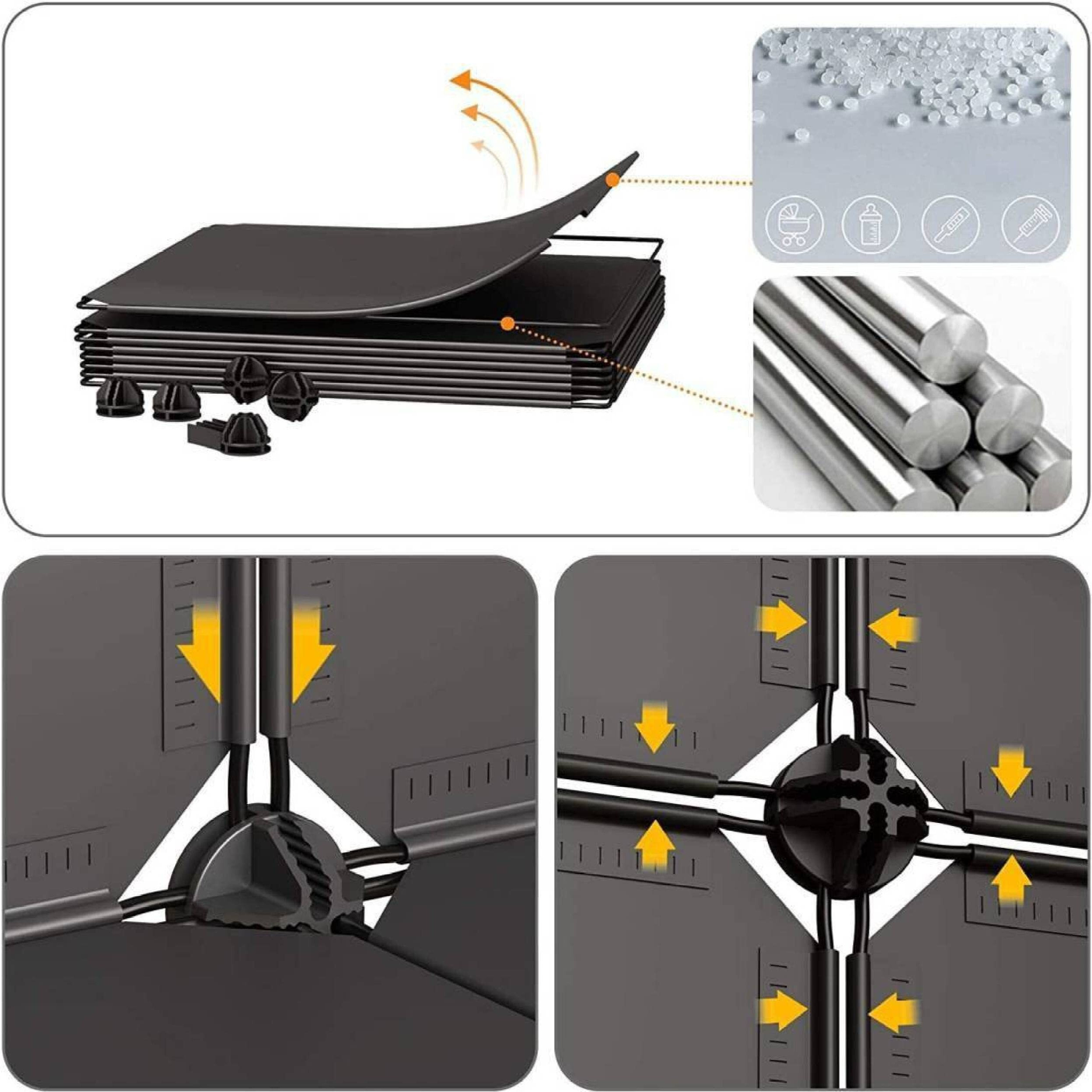Aysis Diy Shoe Rack Organizer/Multi-Purpose Plastic 10 Layers 5 Door Portable And Folding Shoe Rack ^ Black10Shelf5Door