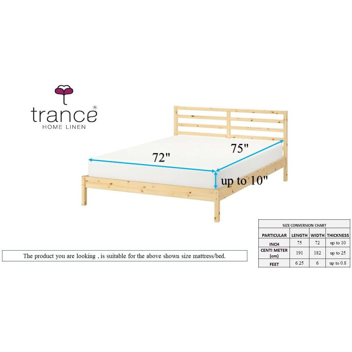 Trance Cotton Feel Terry Ultra Soft Waterproof Mattress Protector | Breathable - Hypoallergenic Mattresses Cover (75X72 Inch | 6.25X6 Feet, Pink - Pack Of 1)