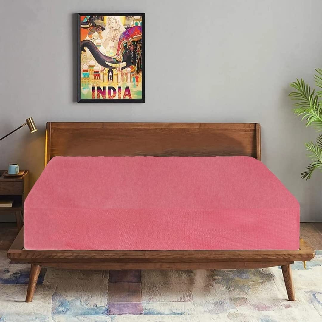 Trance Cotton Feel Terry Ultra Soft Waterproof Mattress Protector | Breathable - Hypoallergenic Mattresses Cover (72X84 Inch | 6X7 Feet, Pink - Pack Of 1)