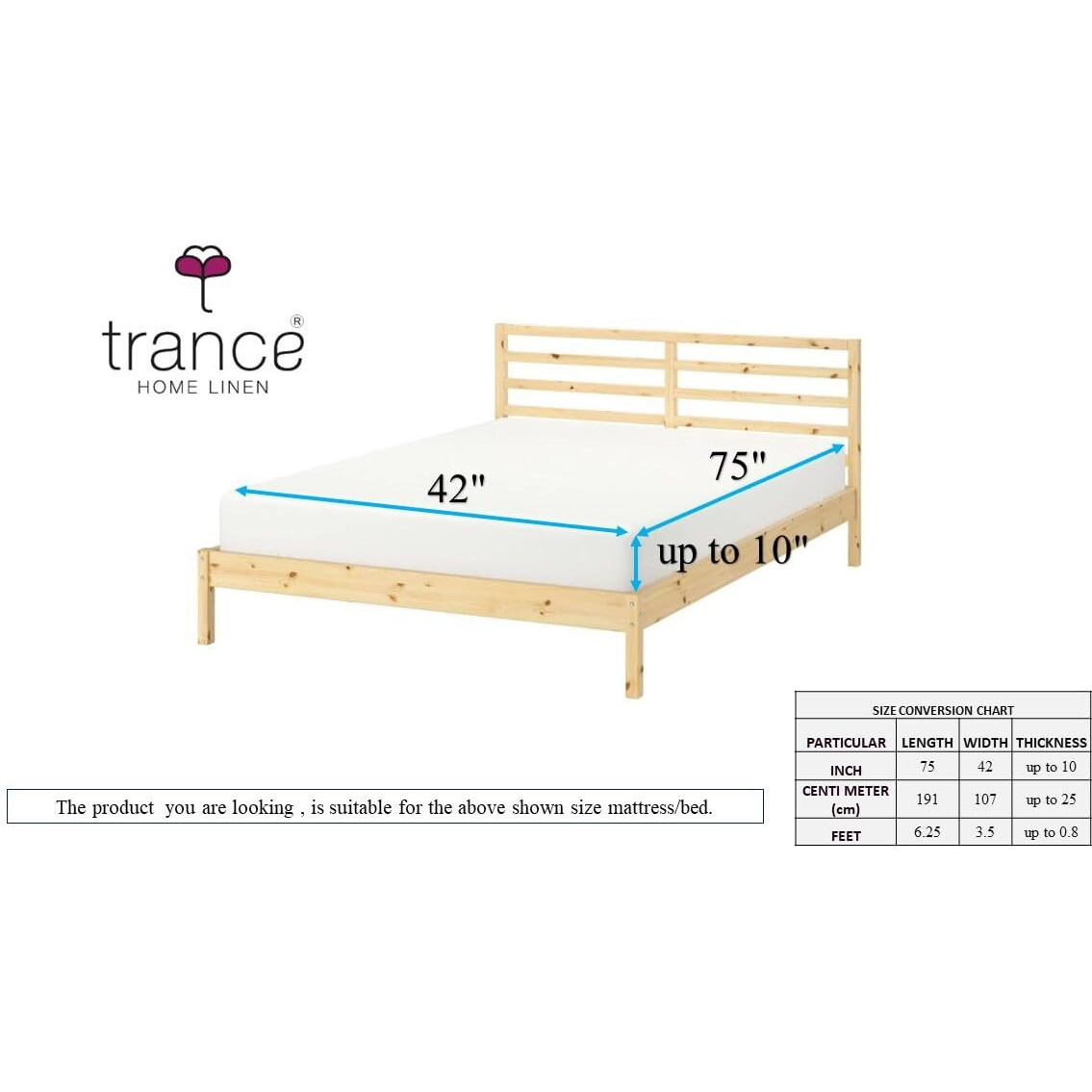 Trance Cotton Feel Terry Ultra Soft Waterproof Mattress Protector | Breathable - Hypoallergenic Mattresses Cover (75X42 Inch | 6.25X3.5 Feet, Pink - Pack Of 1)