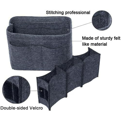 Greensheep Women Felt Purse Organizer Storage Bag For Ladies Handbag Tote Bag Glasses Keys- (Dark Grey, Small, 8.85X4.5X5.5 Inch)
