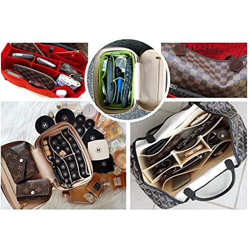 Greensheep Women Felt Purse Organizer Storage Bag For Ladies Handbag Tote Bag Glasses Keys- (Dark Grey, Small, 8.85X4.5X5.5 Inch)