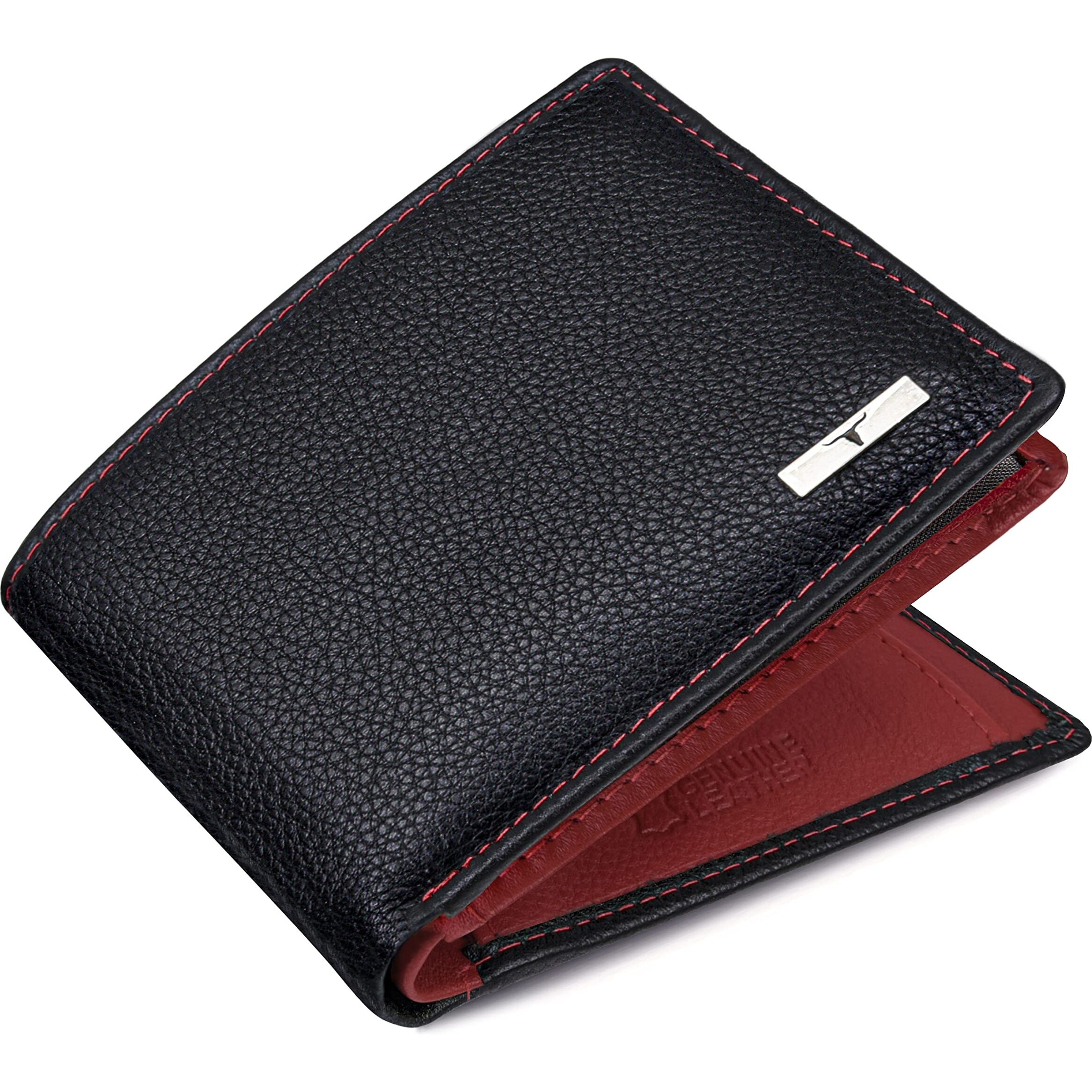 Urban Forest Kyle Rfid Blocking Black/Red Leather Wallet For Men.