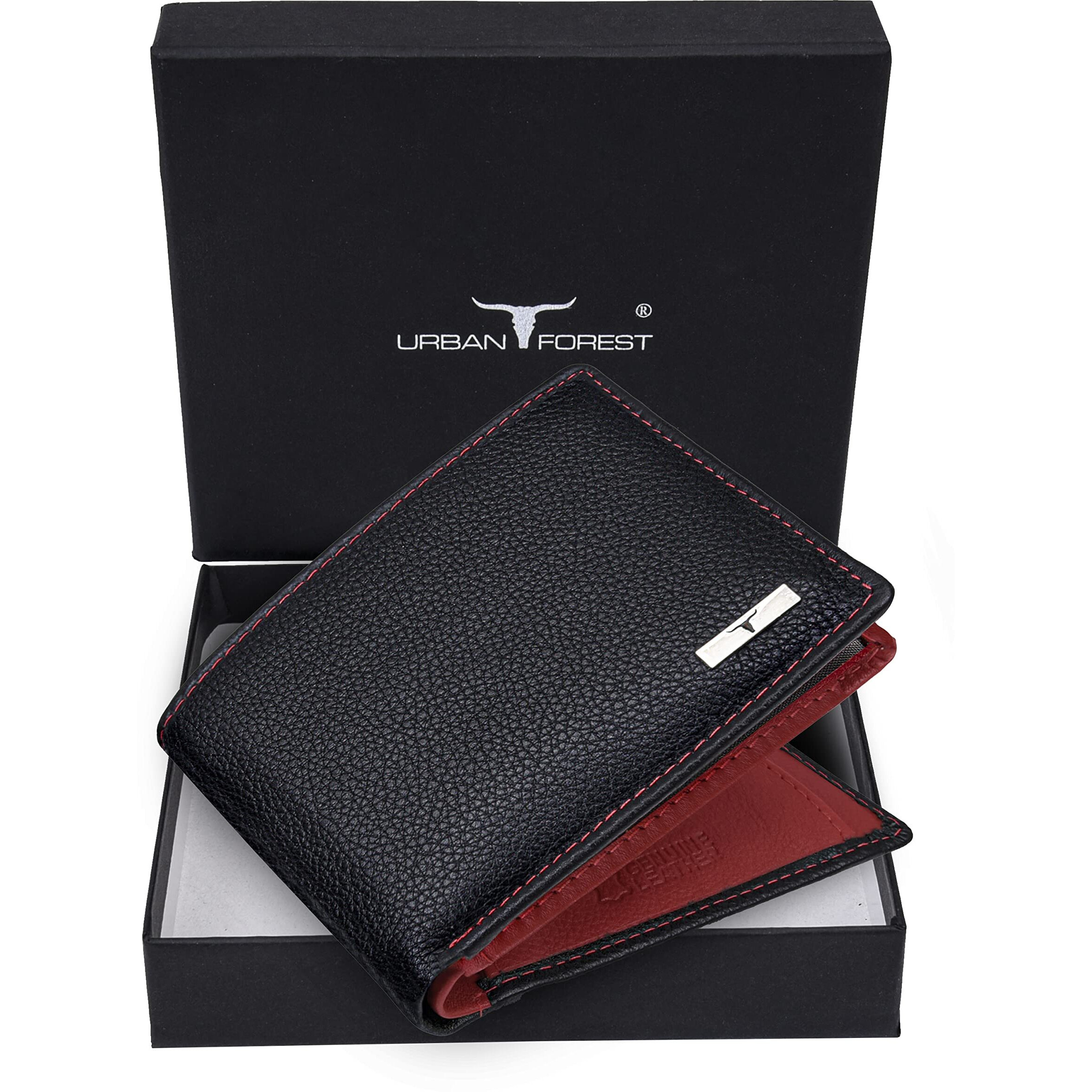 Urban Forest Kyle Rfid Blocking Black/Red Leather Wallet For Men.