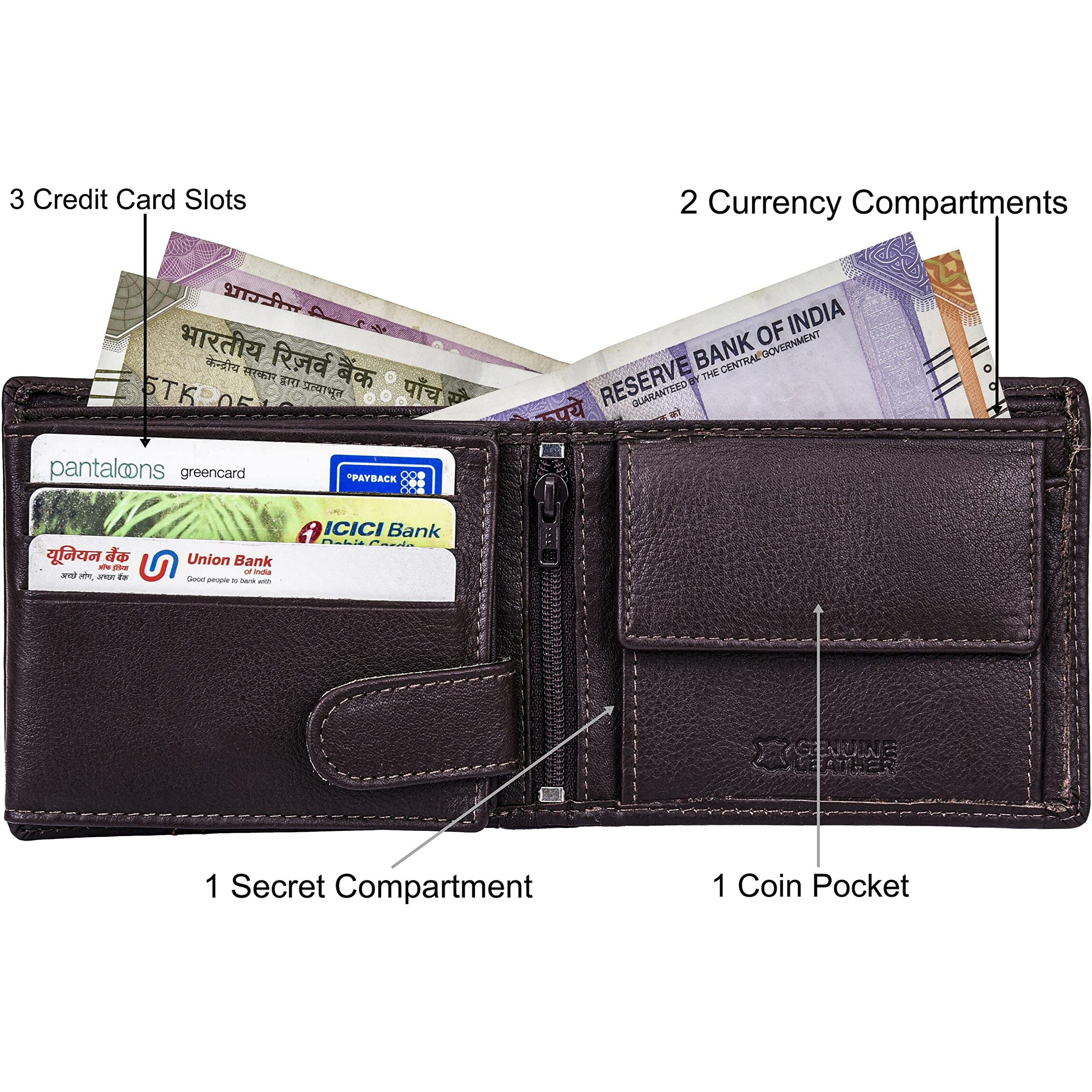 Urban Forest Liam Brown/Orange Leather Wallet For Men