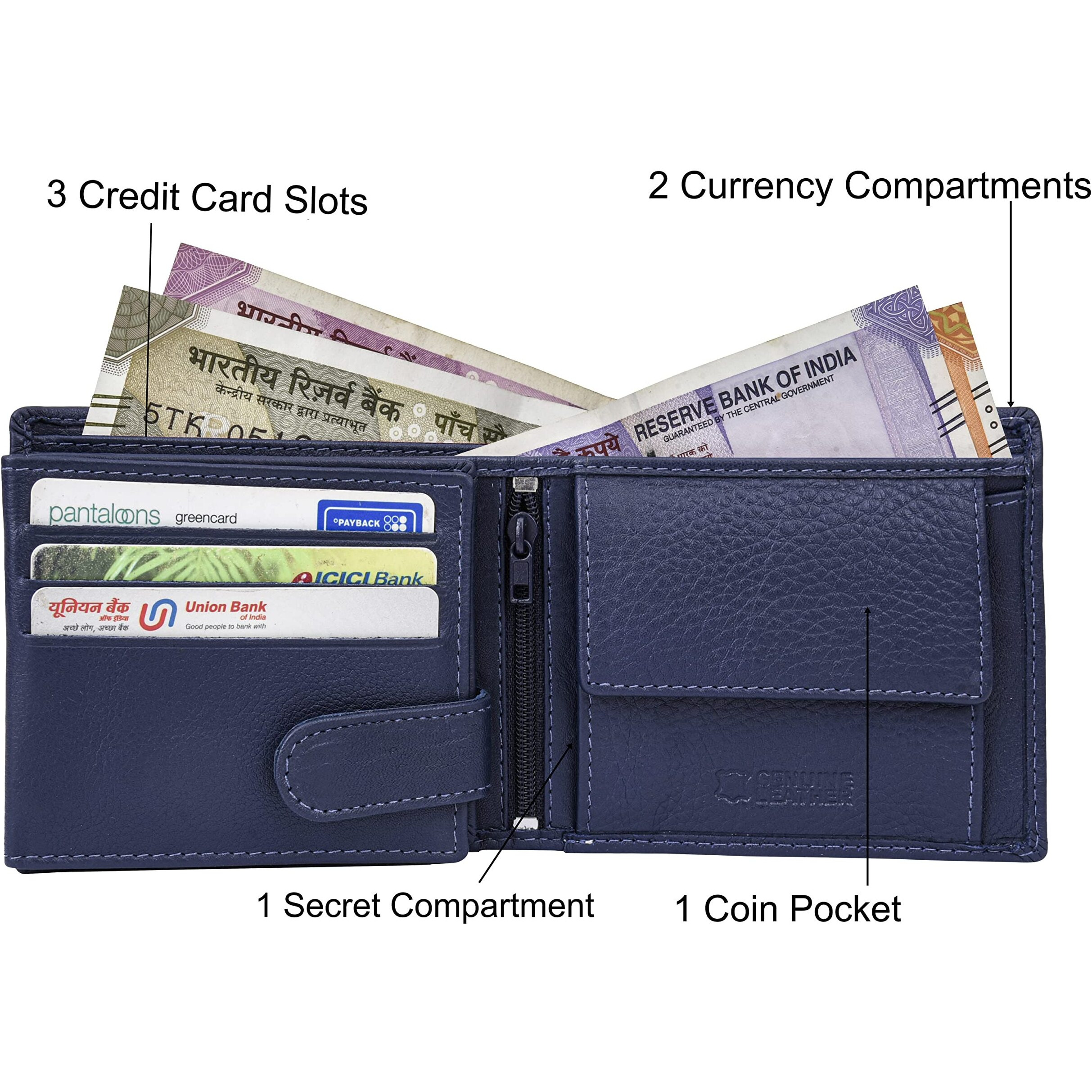 Urban Forest Liam Blue/White Leather Wallet For Men