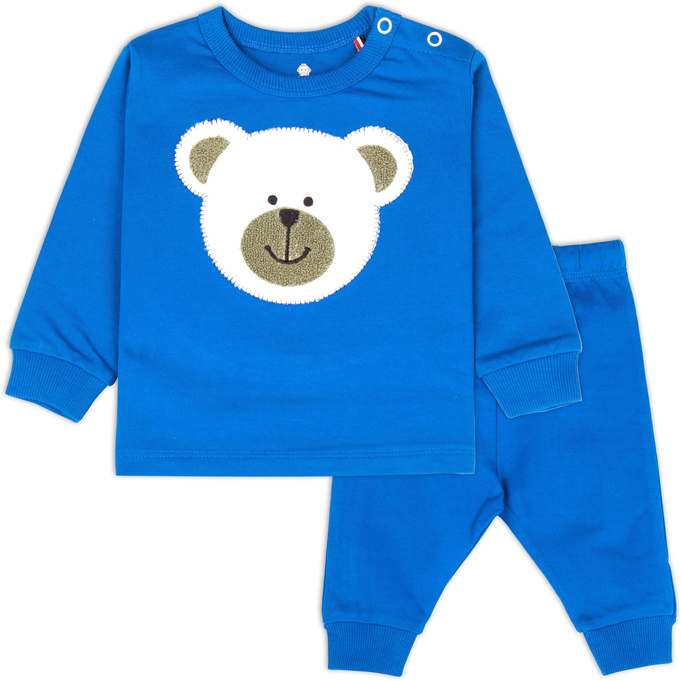 Ariel Cotton Fleece Clothing Pajama Set For Boys & Girls - Unisex Winter Clothing Sets Full Sleeve T-Shirt & Pant, Blue Polar Bear, 6 Months-9 Months
