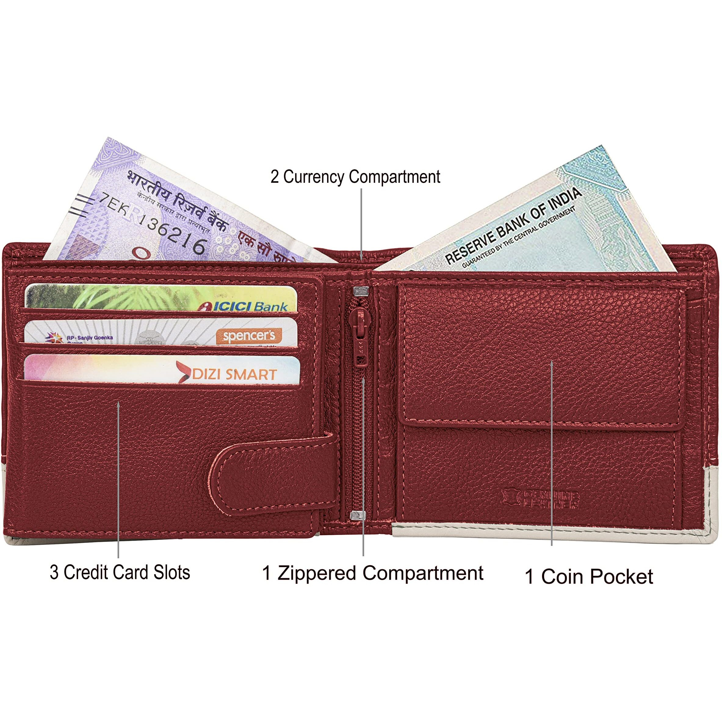 Urban Forest Seattle Red/Sand Leather Wallet For Men