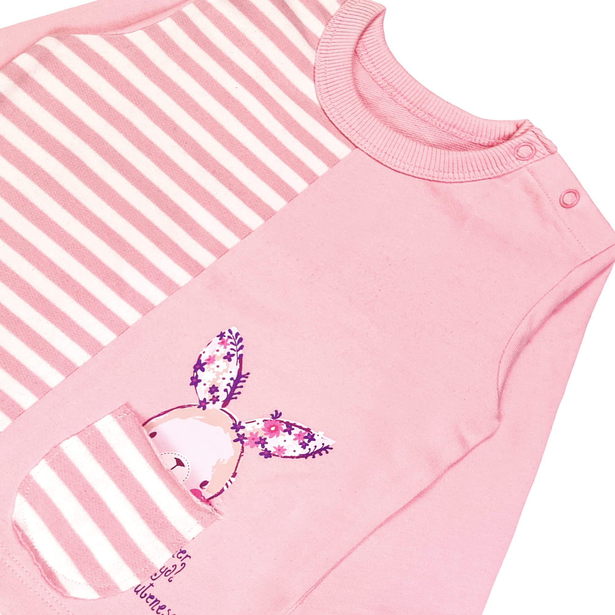 Ariel Cotton Fleece Clothing Sets For Boys & Girls - Unisex Winter Clothing Sets Full Sleeve T-Shirt & Pant, Pink, 6 Months-9 Months