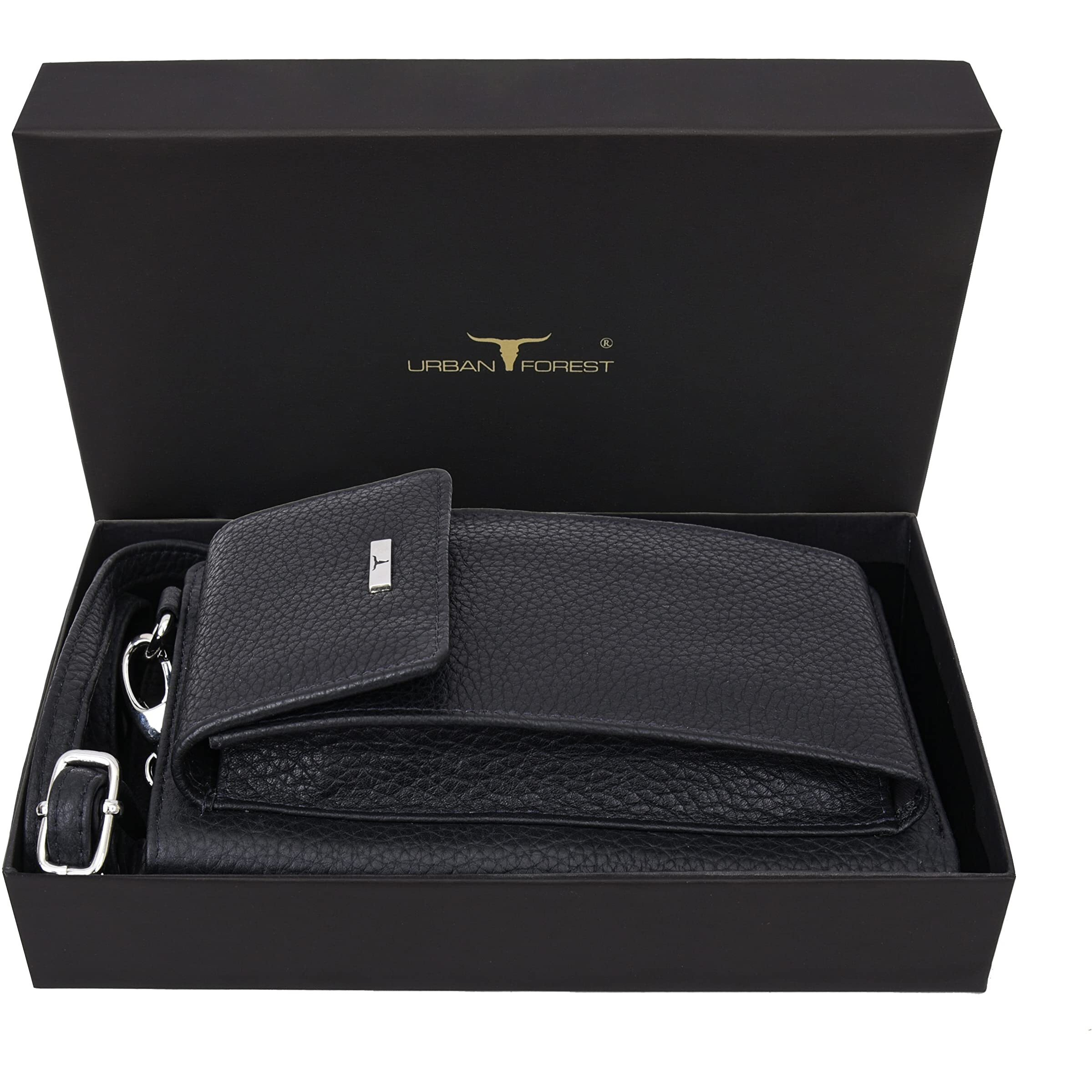 Urban Forest Ruby Black Leather Sling Wallet For Women