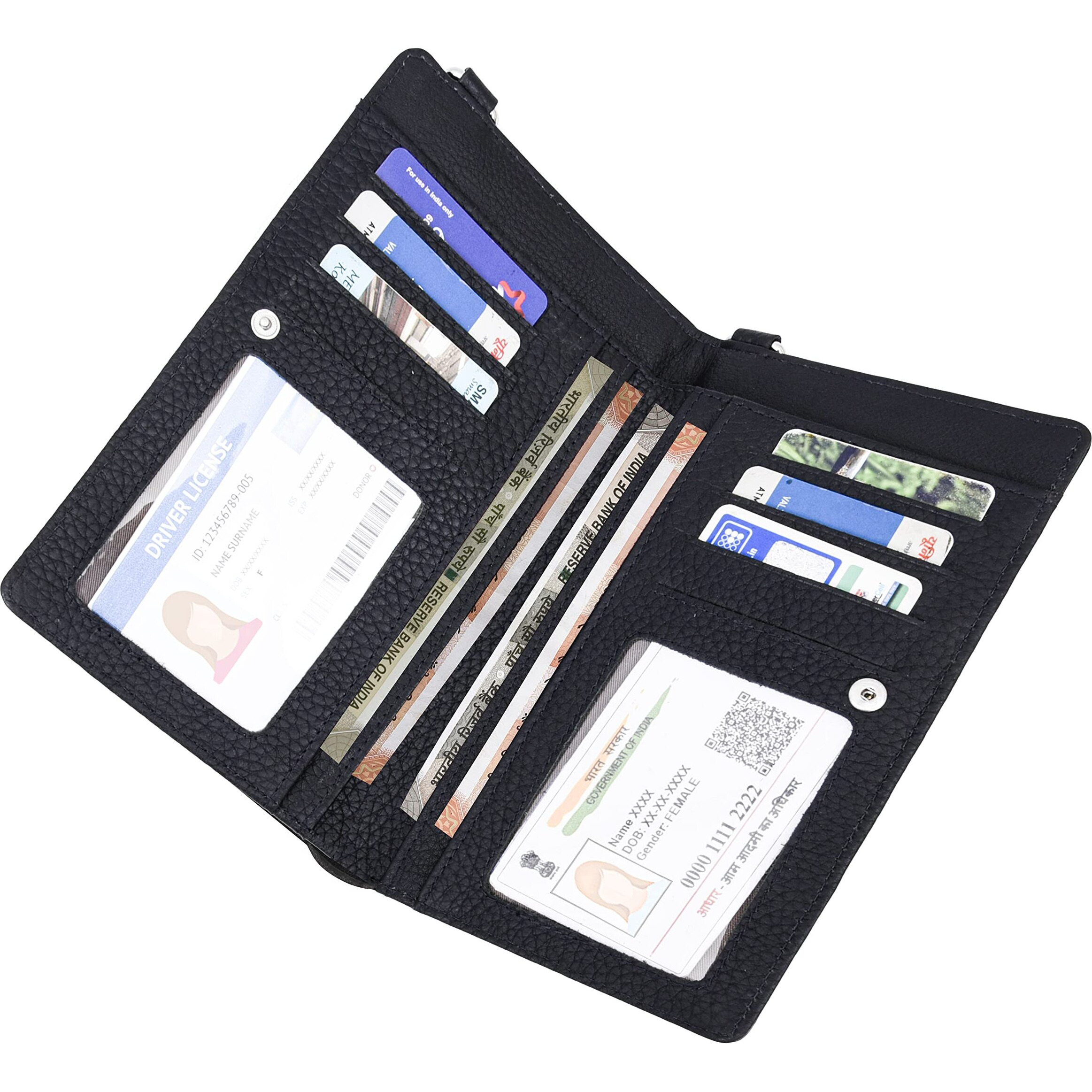 Urban Forest Ruby Black Leather Sling Wallet For Women
