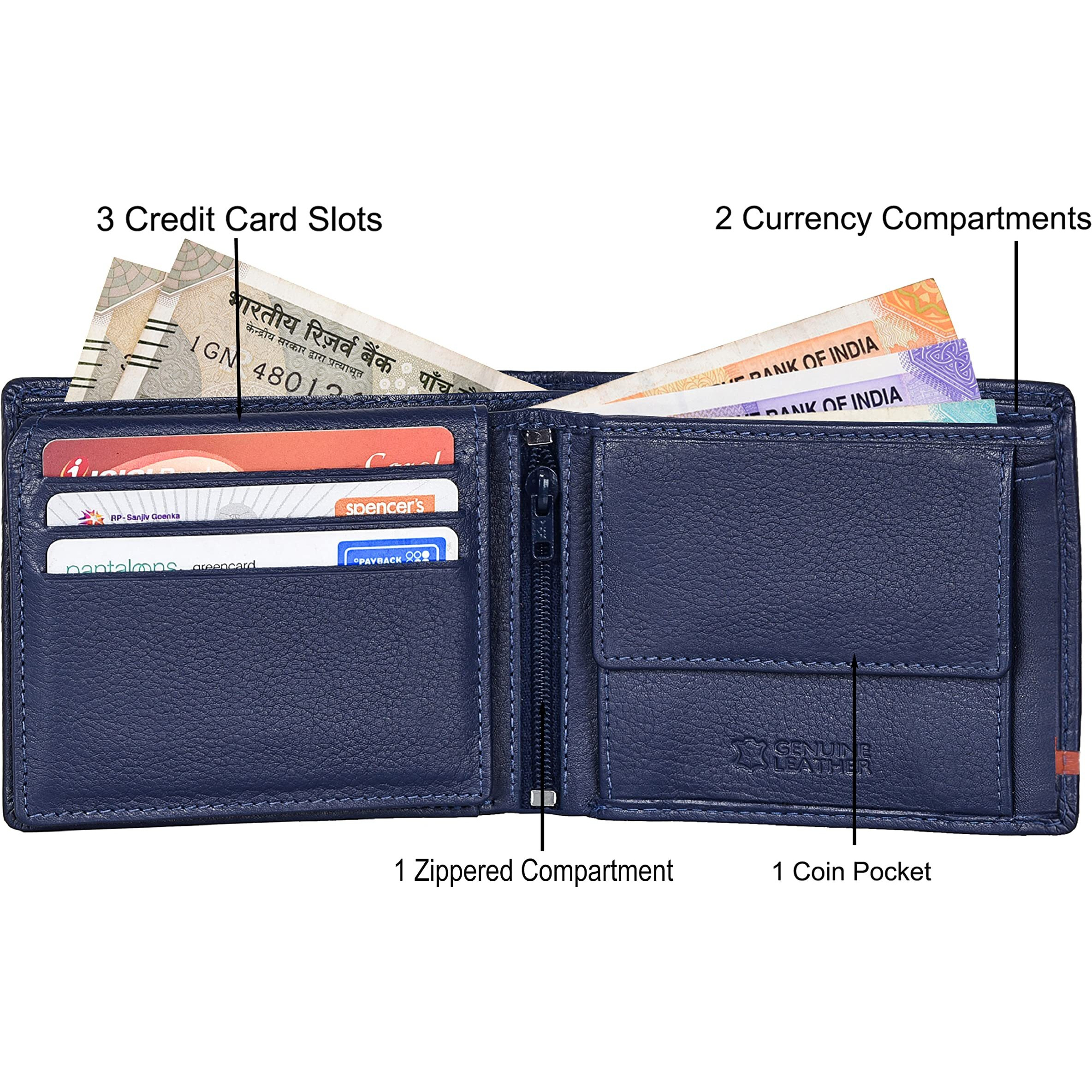 Urban Forest Stag Blue/Orange Leather Wallet For Men