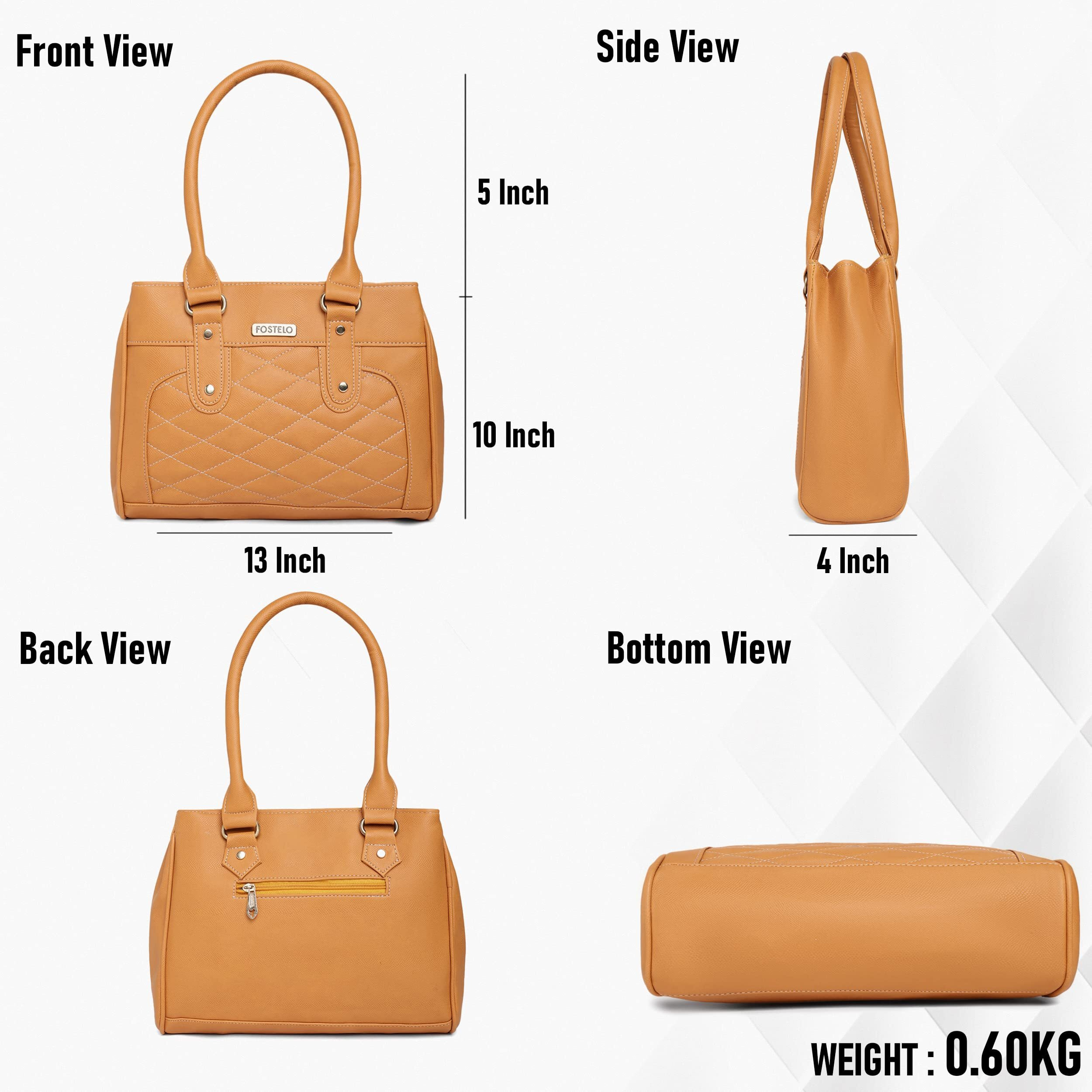 Fostelo Women's Vegan Leather Paulie Handbags Shoulder Hobo Bag Ladies Purse (Yellow) (Large)