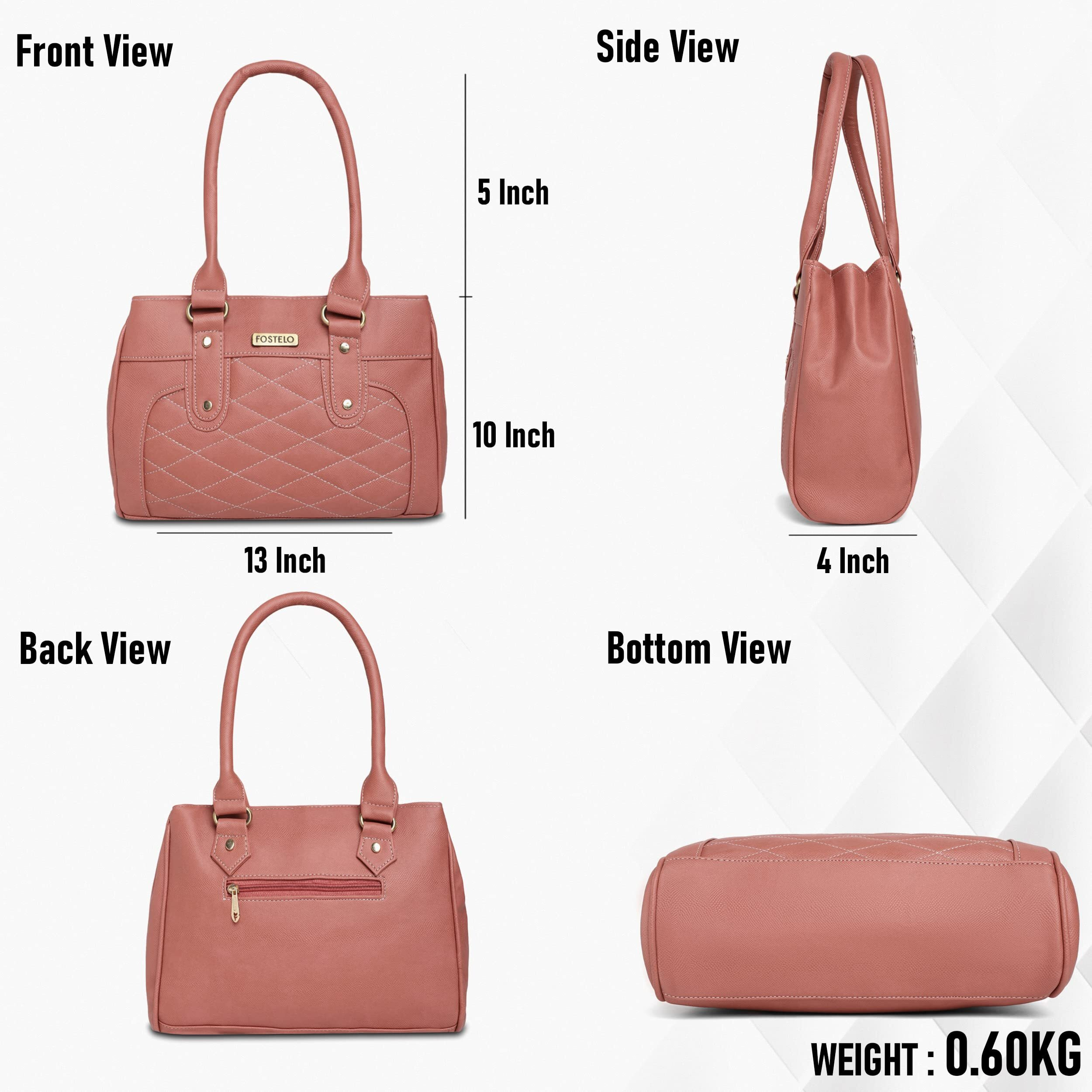 Fostelo Women's Vegan Leather Paulie Handbags Shoulder Hobo Bag Ladies Purse (Light Pink) (Large)