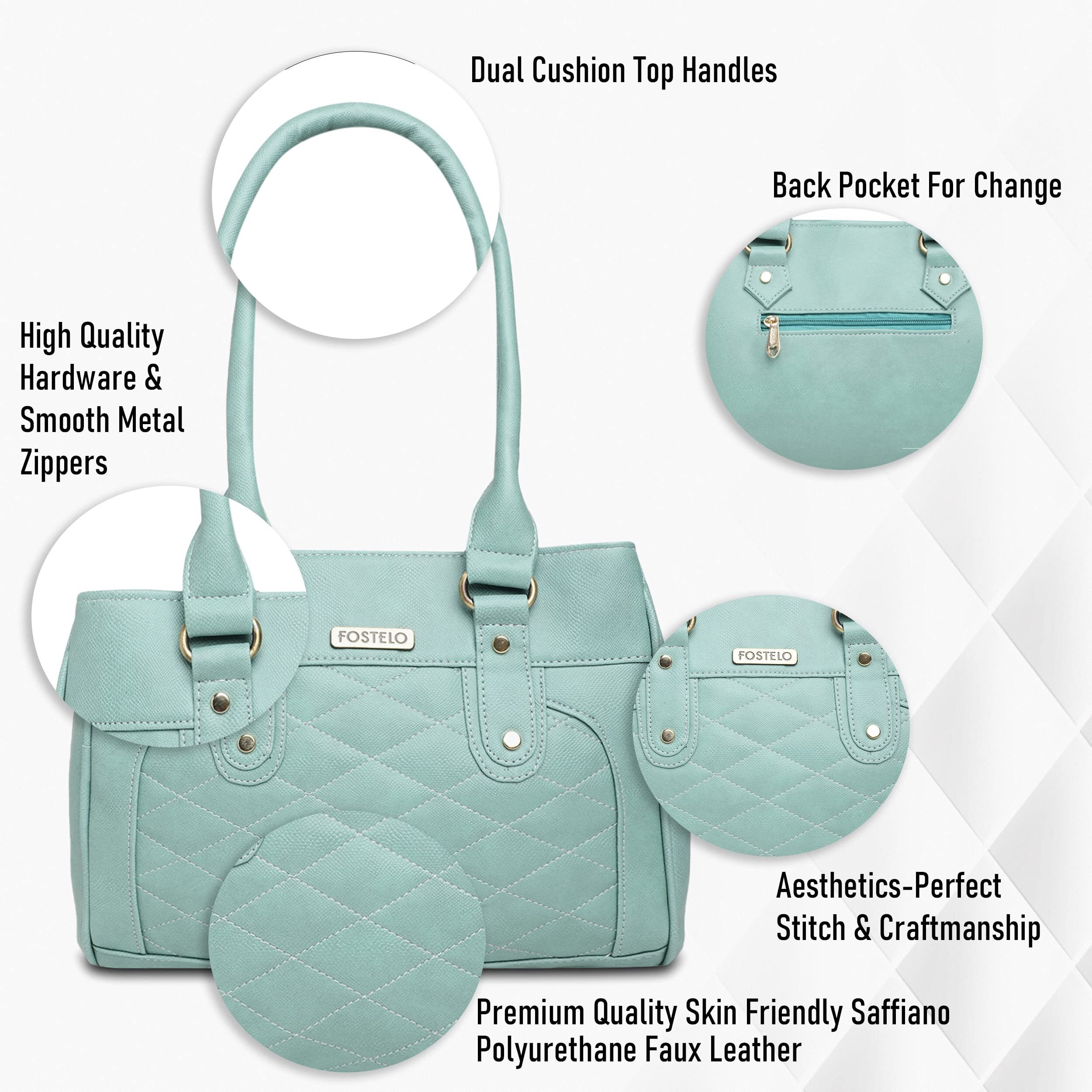 Fostelo Women's Vegan Leather Paulie Handbags Shoulder Hobo Bag Ladies Purse (Light Grey) (Large)