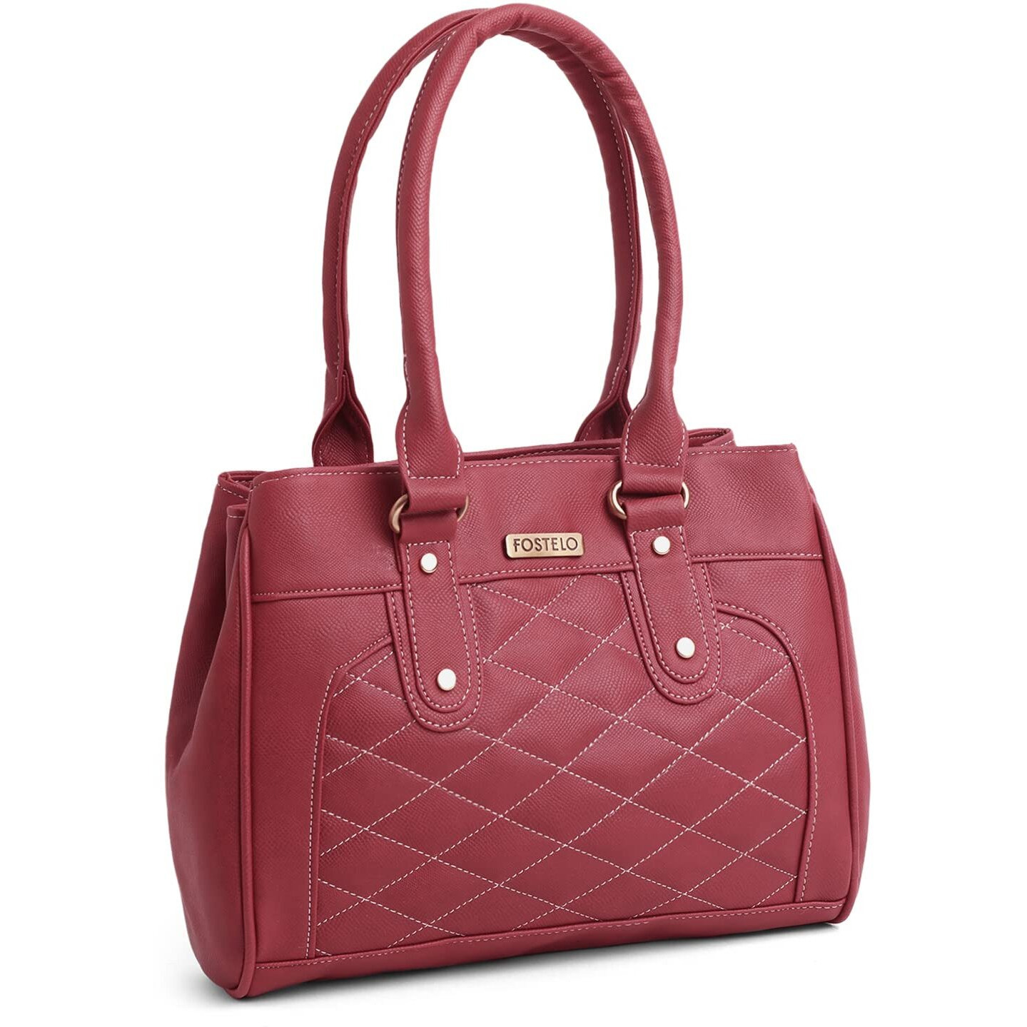 Fostelo Women's Vegan Leather Paulie Handbags Shoulder Hobo Bag Ladies Purse (Maroon) (Large)