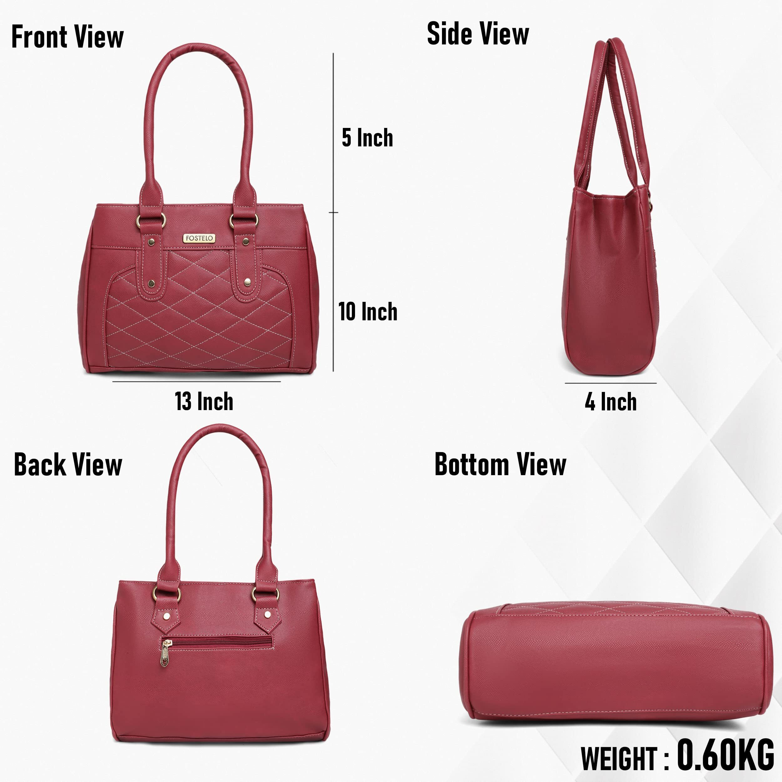 Fostelo Women's Vegan Leather Paulie Handbags Shoulder Hobo Bag Ladies Purse (Maroon) (Large)
