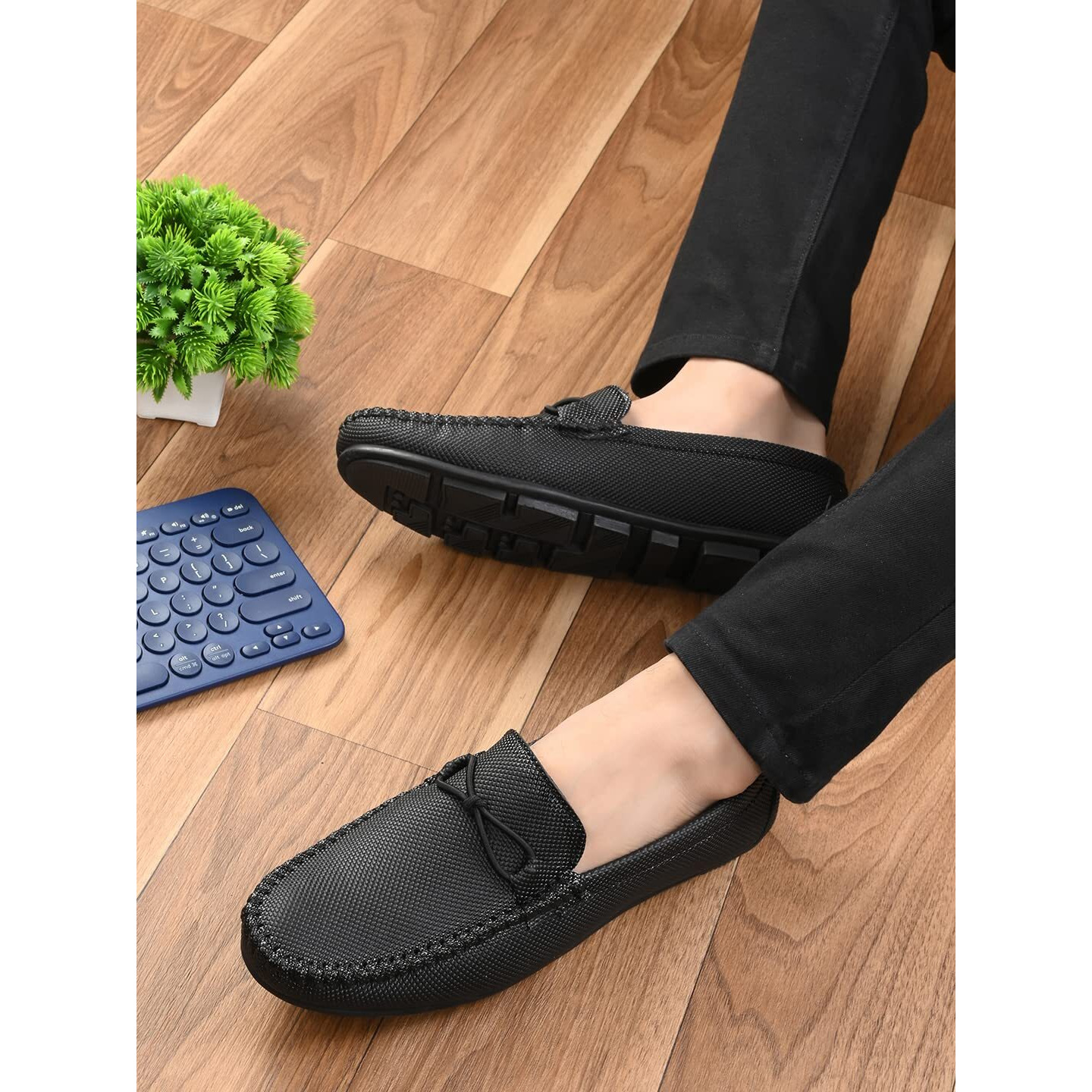 Mactree Black Synthetic Leather Loafer Shoes For Men- 9 Uk