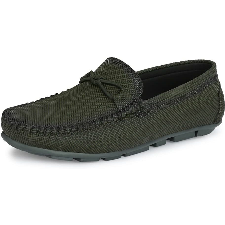 Mactree Men's Olive Synthetic Leather Loafers - 8 Uk